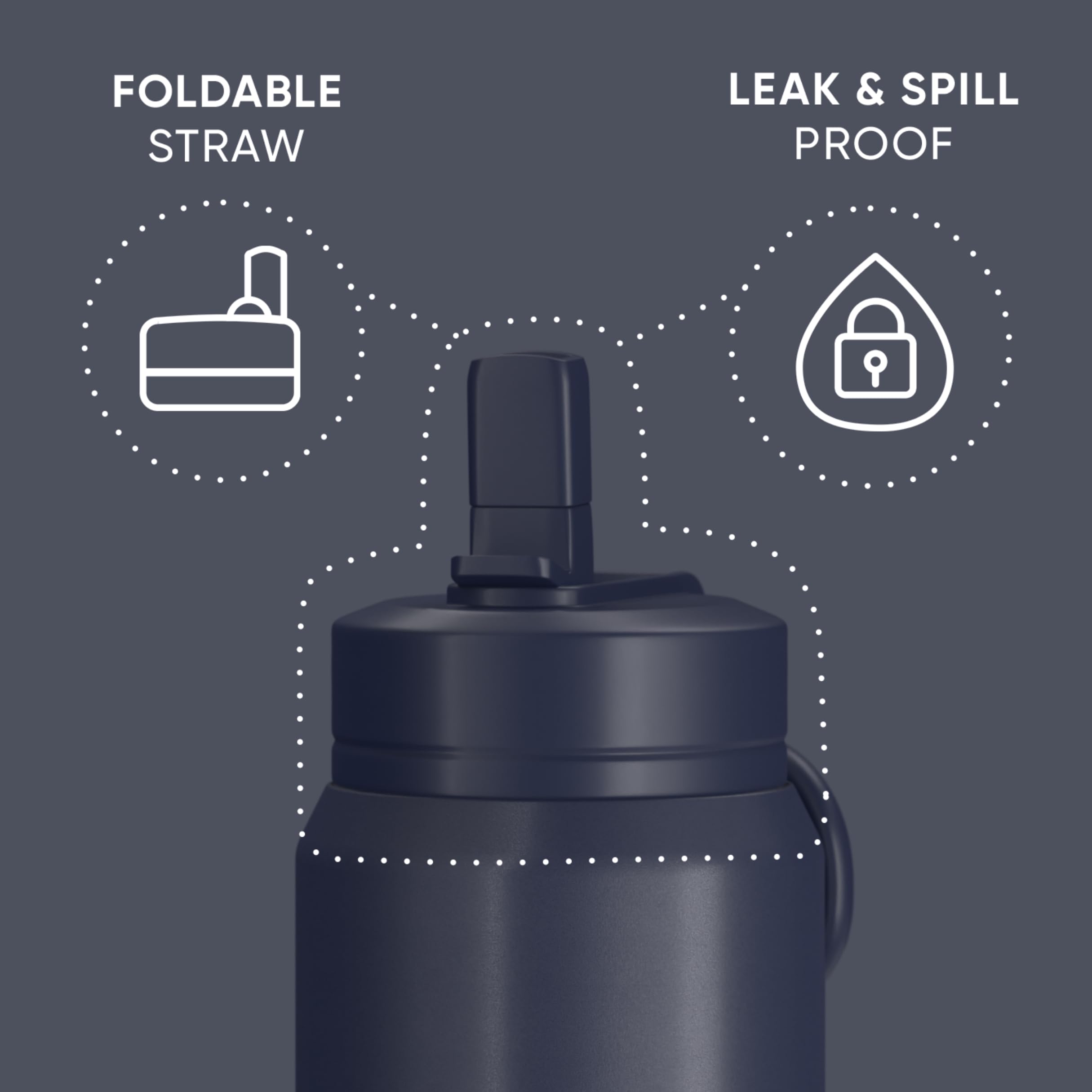 Hydrapeak 26oz Sport Insulated Water Bottle with Straw Lid – Leak-Proof, Navy