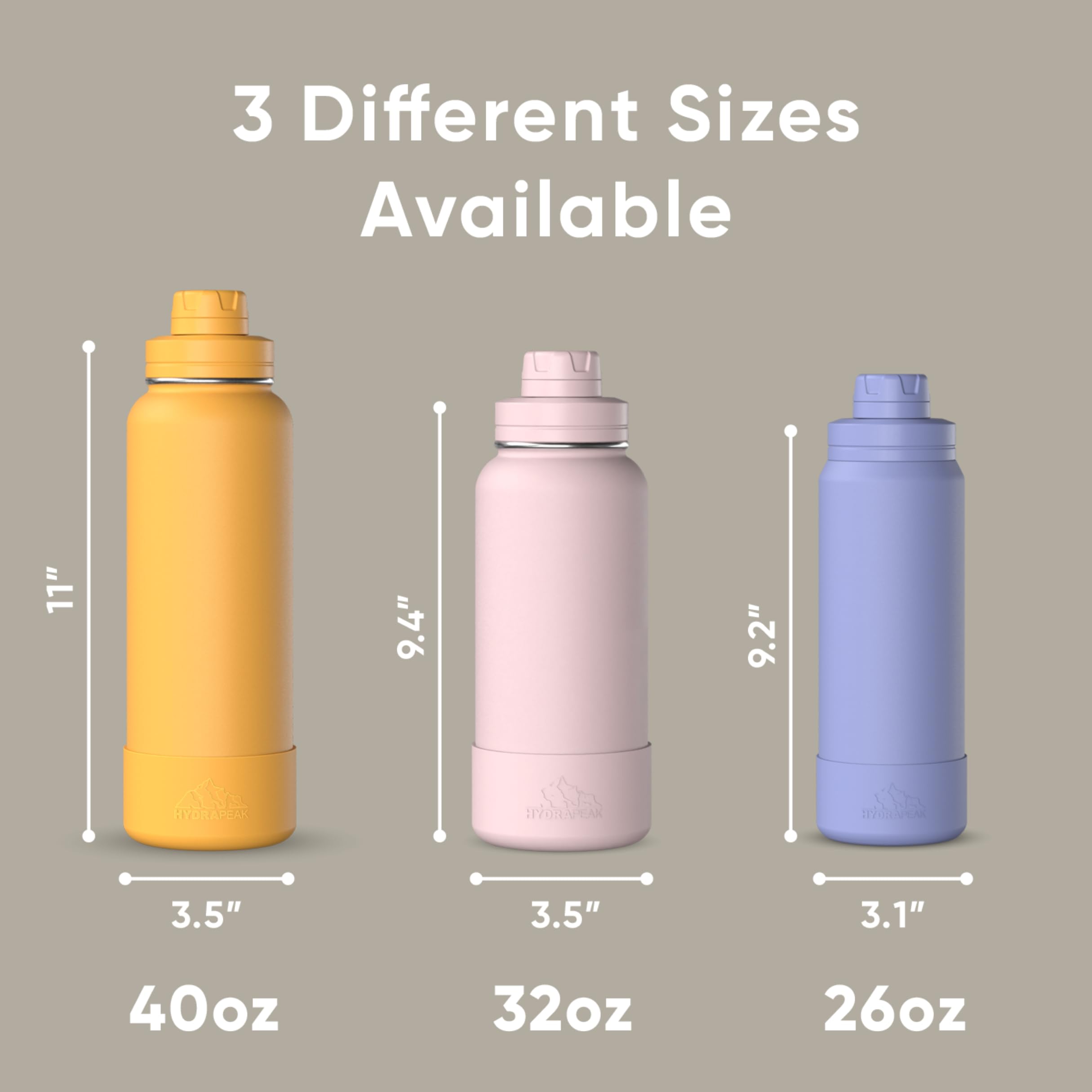 Hydrapeak 26oz Sport Insulated Water Bottle with Chug Lid - Ivory (Cupholder Friendly)