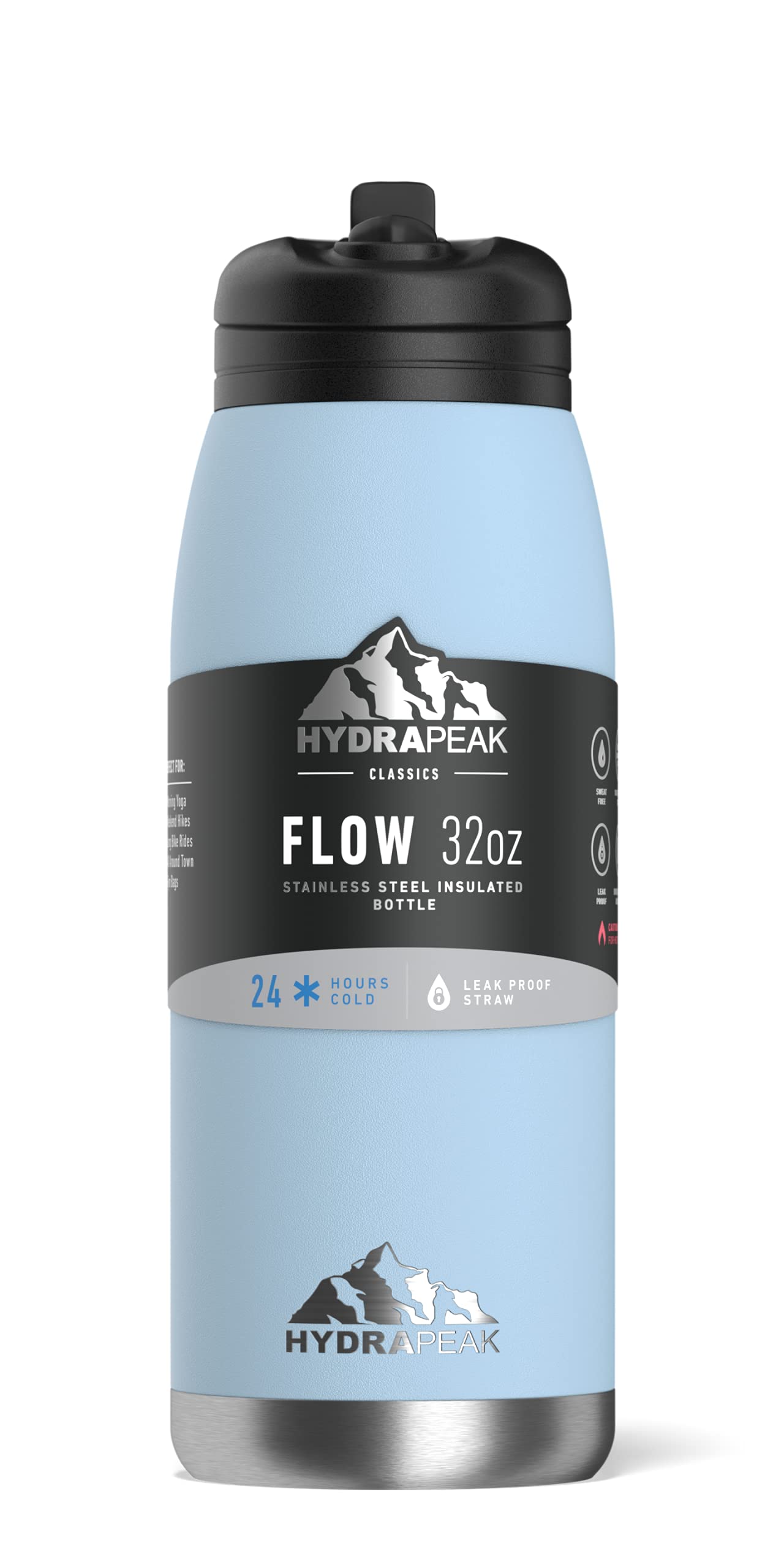 Hydrapeak Flow 32oz Insulated Water Bottle with Straw Lid - Cloud, Leak-Proof Stainless Steel