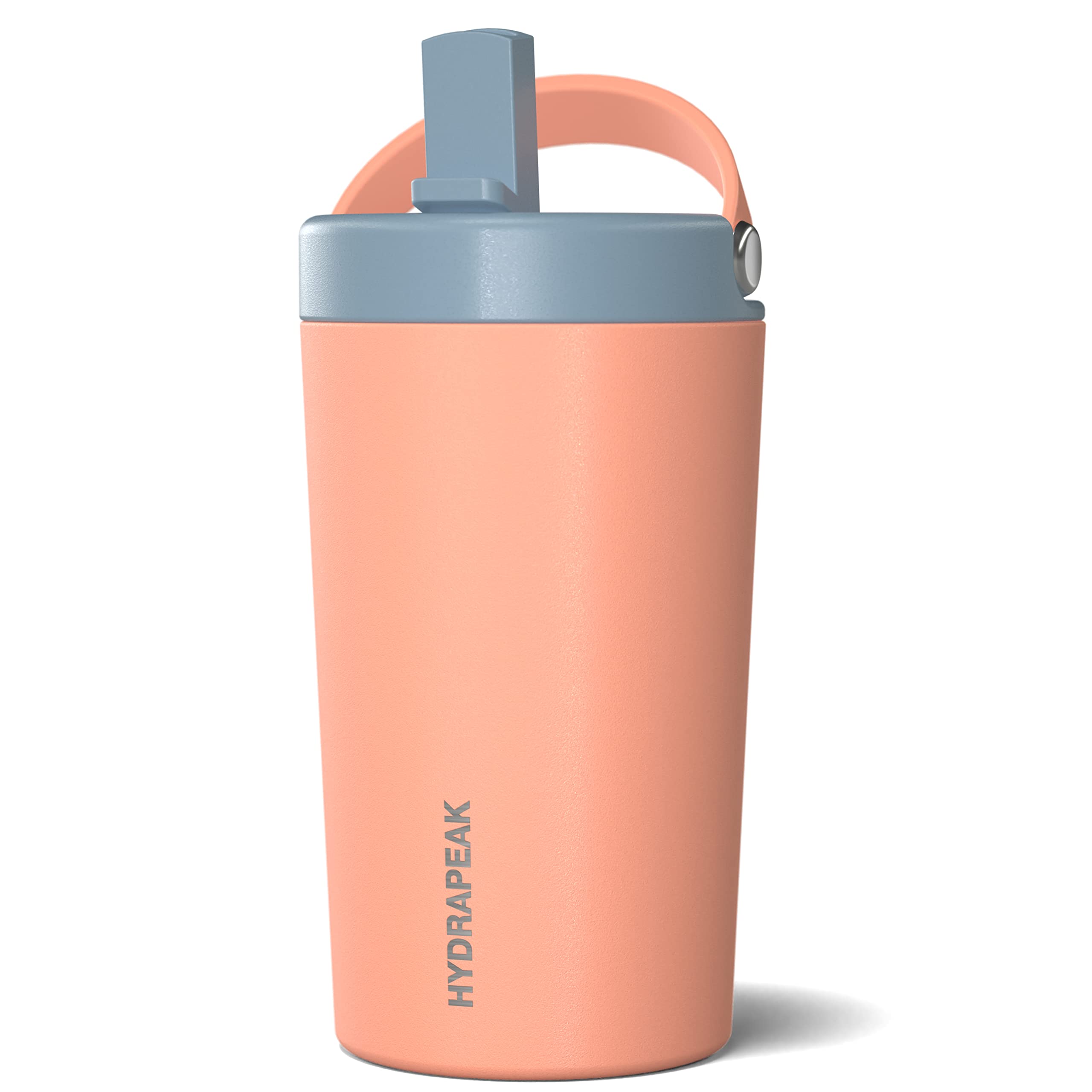 Hydrapeak Junior 14oz Insulated Kids Water Bottle - Peach/Storm, Leak-Proof Straw Lid