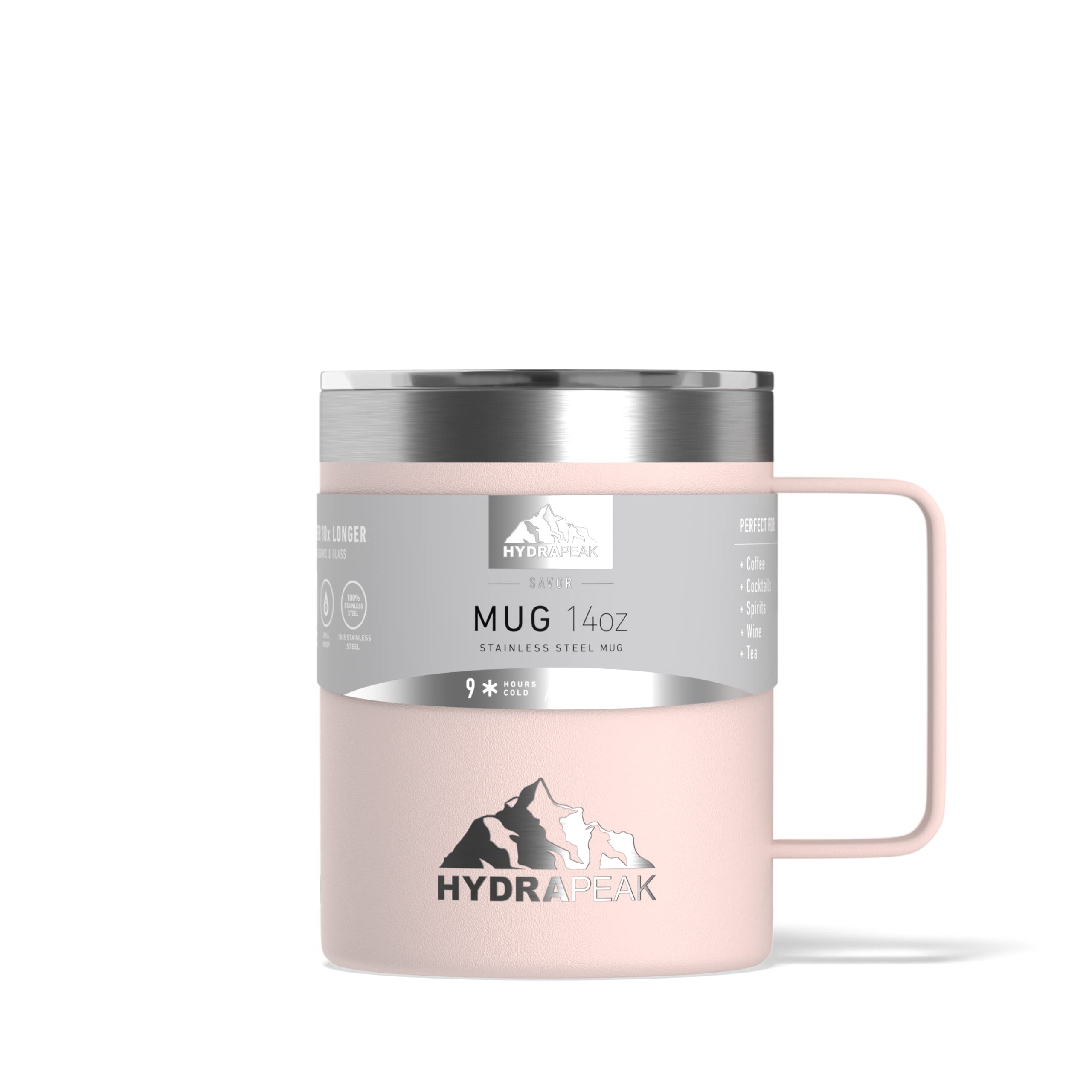 Hydrapeak 14oz Insulated Stainless Steel Travel Mug with Handle & Splash-Proof Lid - Seashell
