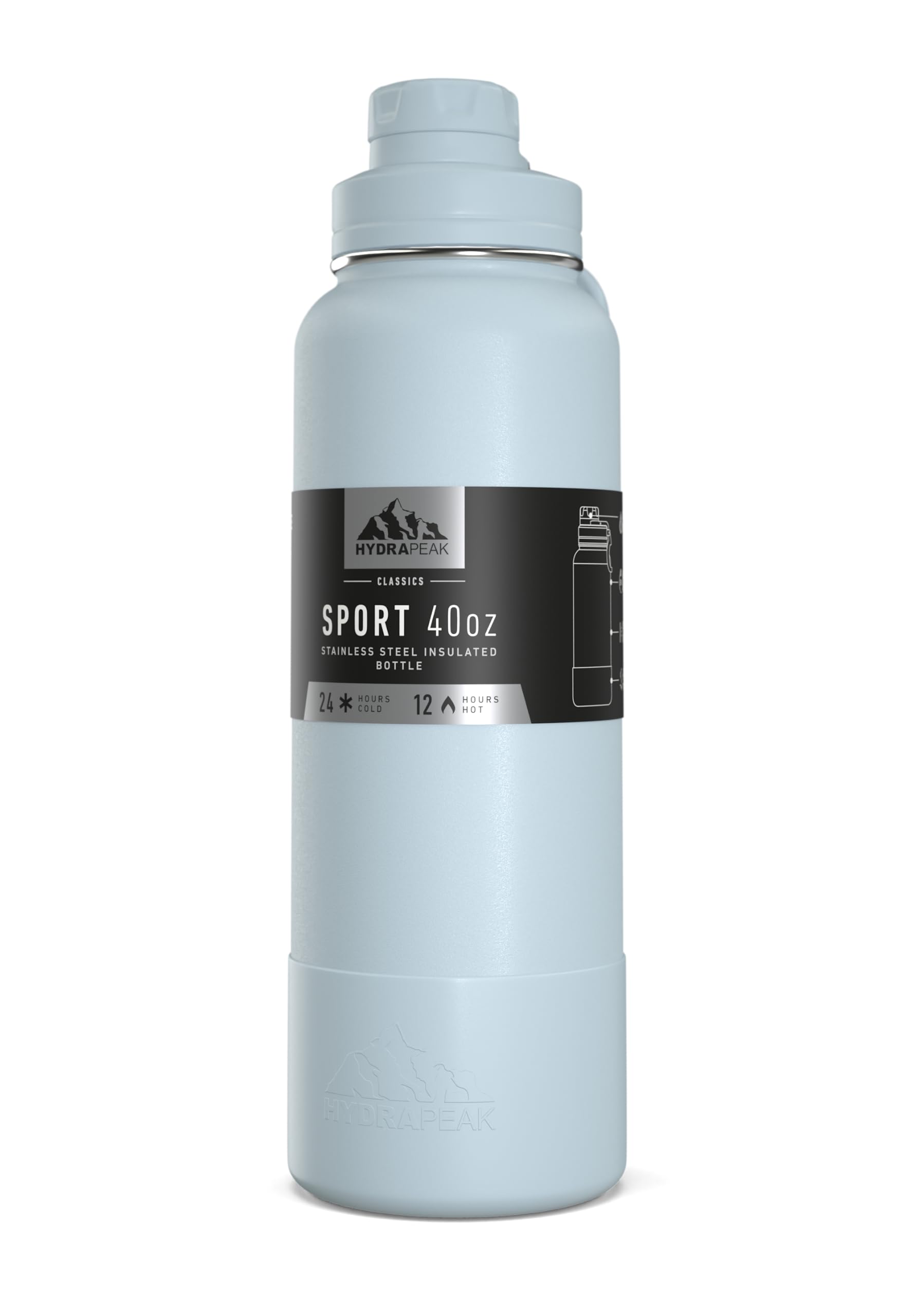 Hydrapeak Sport 40oz Insulated Water Bottle with Chug Lid – Powder Blue