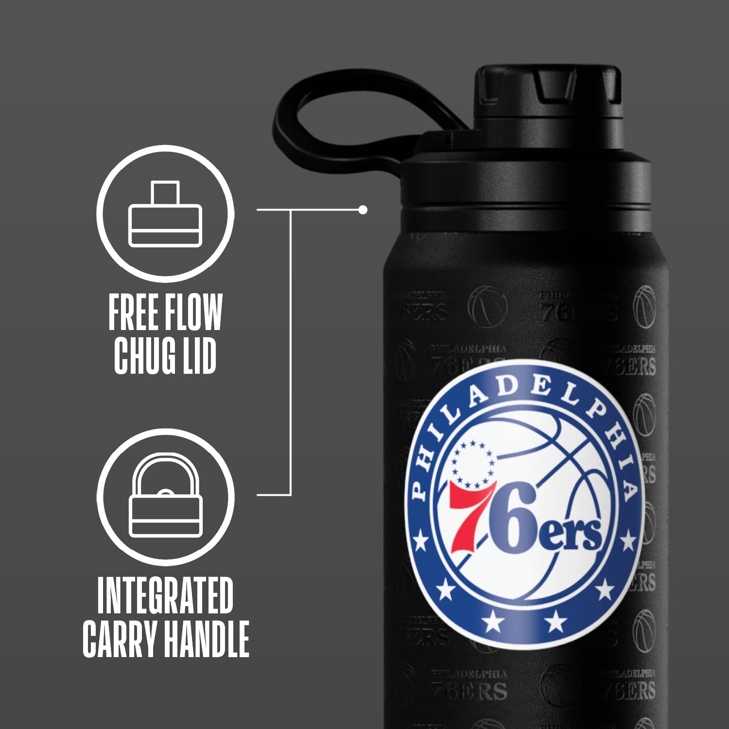 Hydrapeak NBA Philadelphia 76ers Active 26oz Insulated Water Bottle with Chug Lid