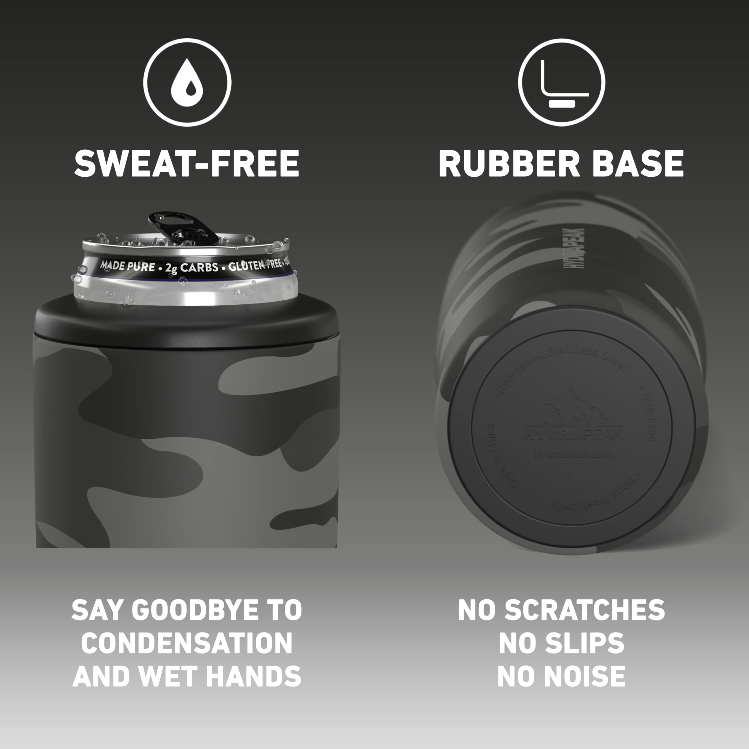 Hydrapeak 4-in-1 Insulated Bottle and Can Cooler Black Camo - Stainless Steel Universal Cooler