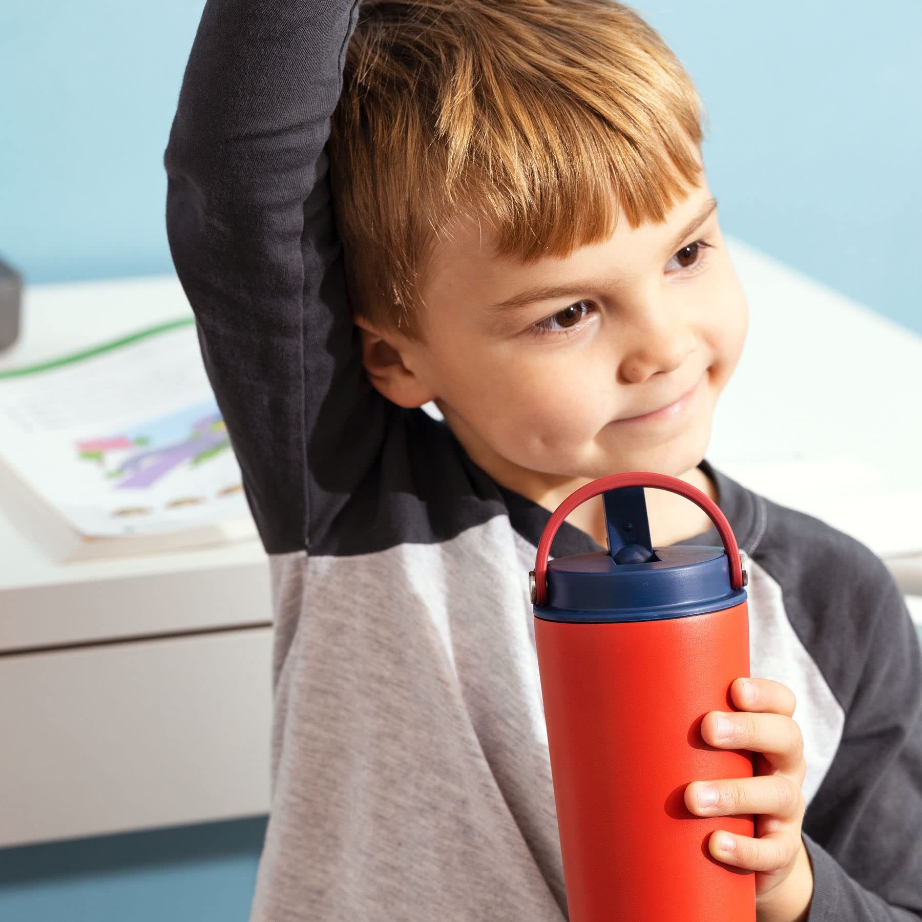 Hydrapeak Junior 14oz Insulated Kids Water Bottle - Blush/Cloud, Soft Two-Tone Straw Lid