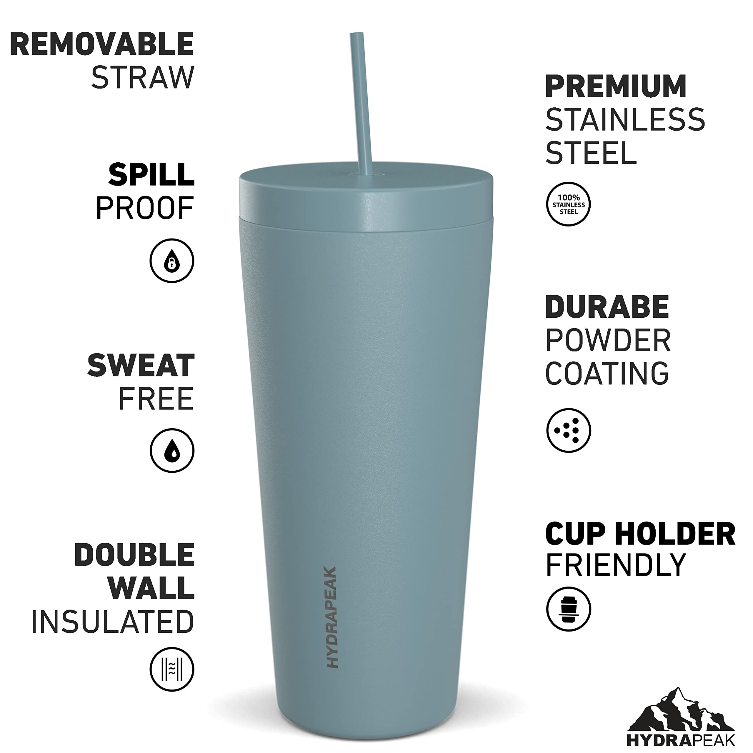 Hydrapeak 25oz Insulated Travel Mug with Straw Lid - Modern Blue