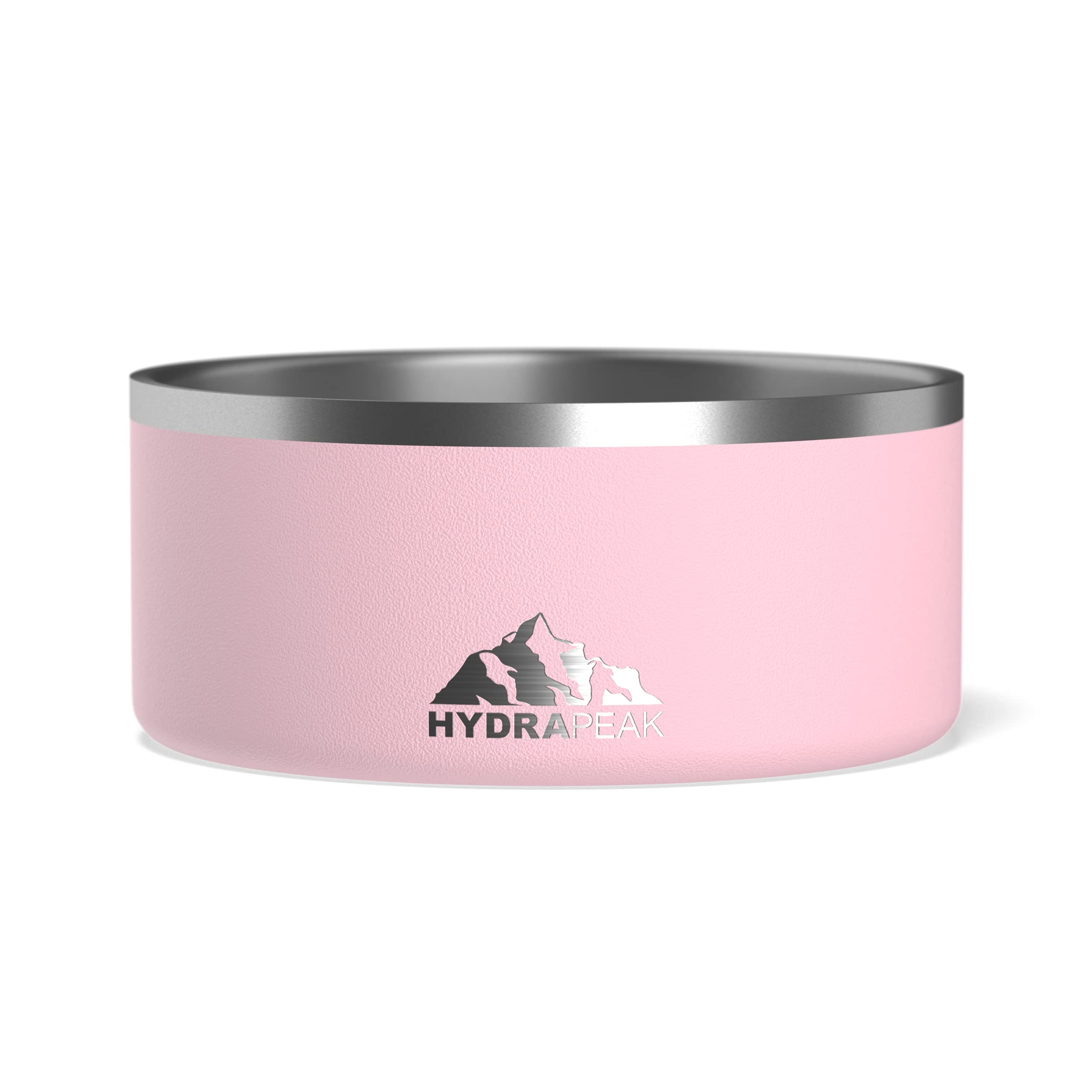 Hydrapeak Pink Stainless Steel Dog Bowl 8 Cup - Large Breed Non-Slip Water & Food Dish