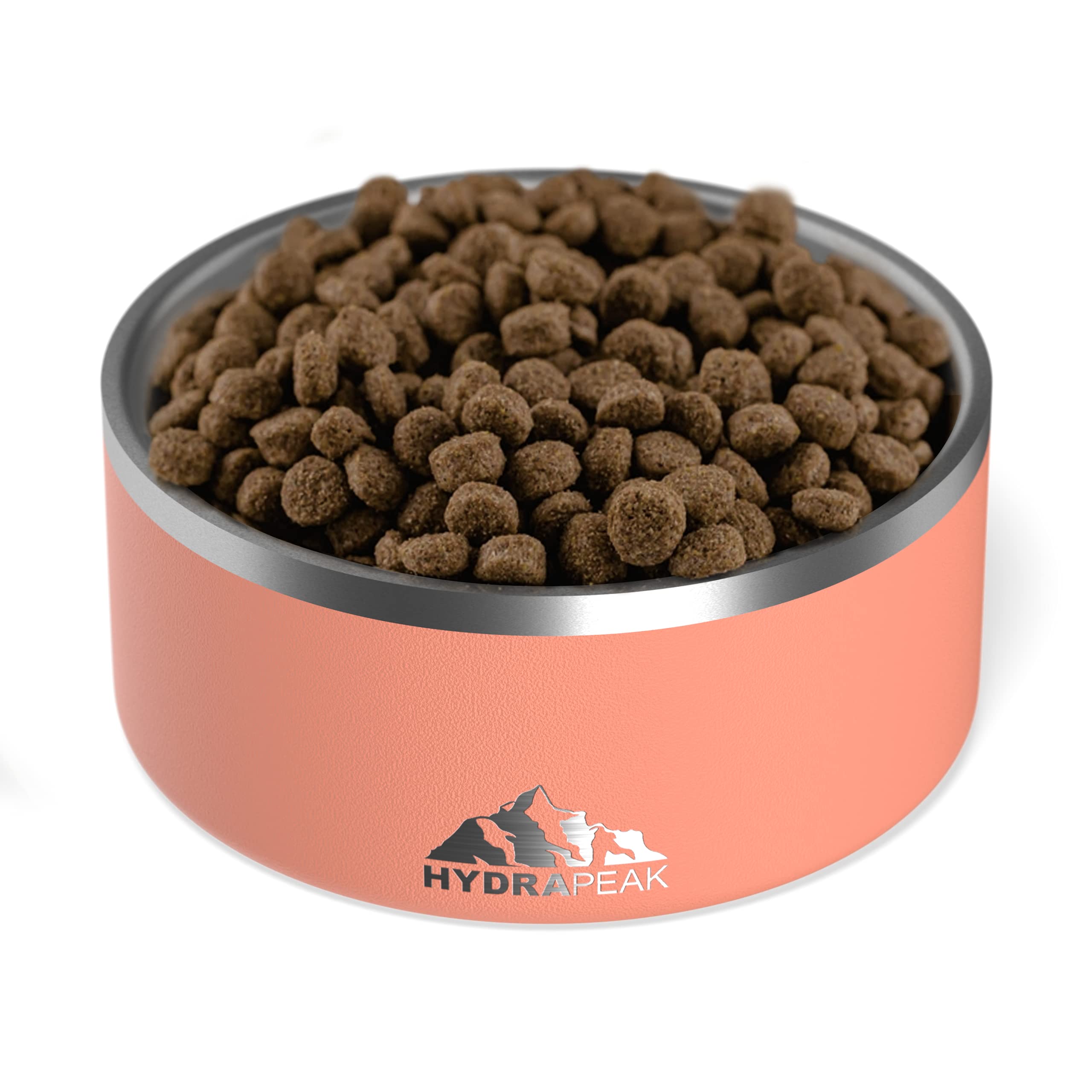 Hydrapeak 8 Cup Stainless Steel Dog Bowl - Peach, Large Capacity for Medium to Extra Large Dogs