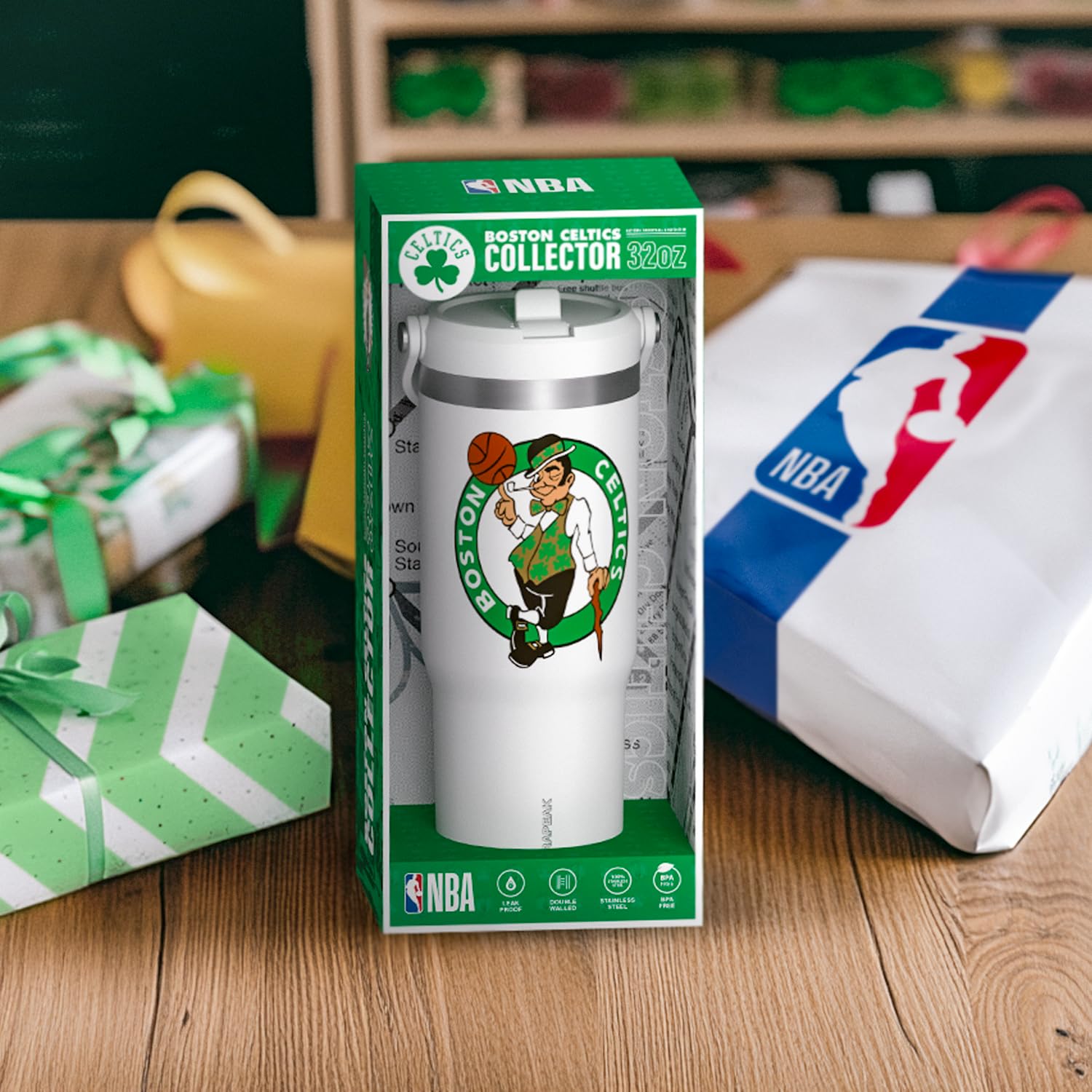 Hydrapeak NBA Officially Licensed Boston Celtics Nomad 32oz Insulated Tumbler with Straw Lid - Green