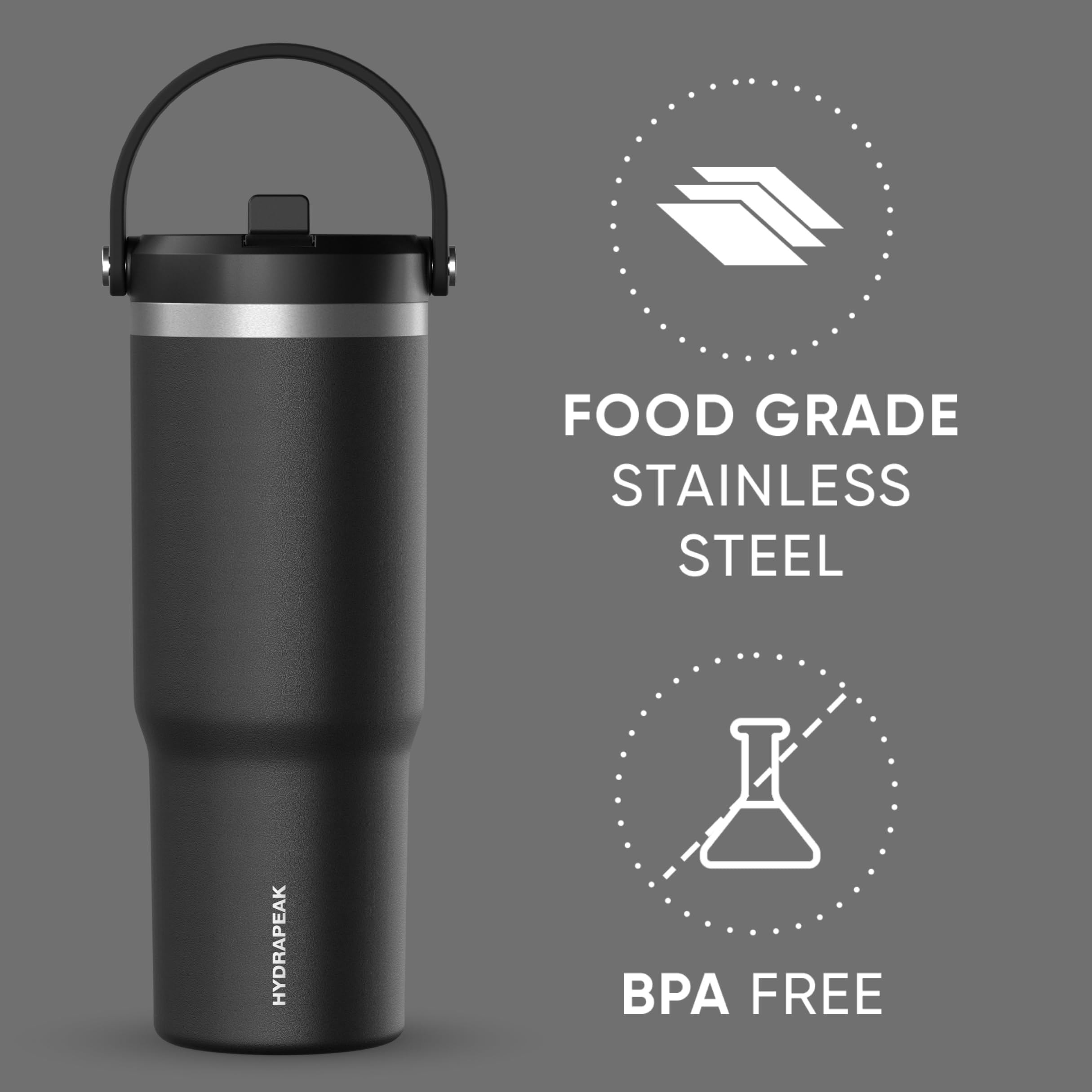 Hydrapeak Nomad 32oz Insulated Travel Tumbler - Leak-Proof, Cupholder Friendly, 24H Cold