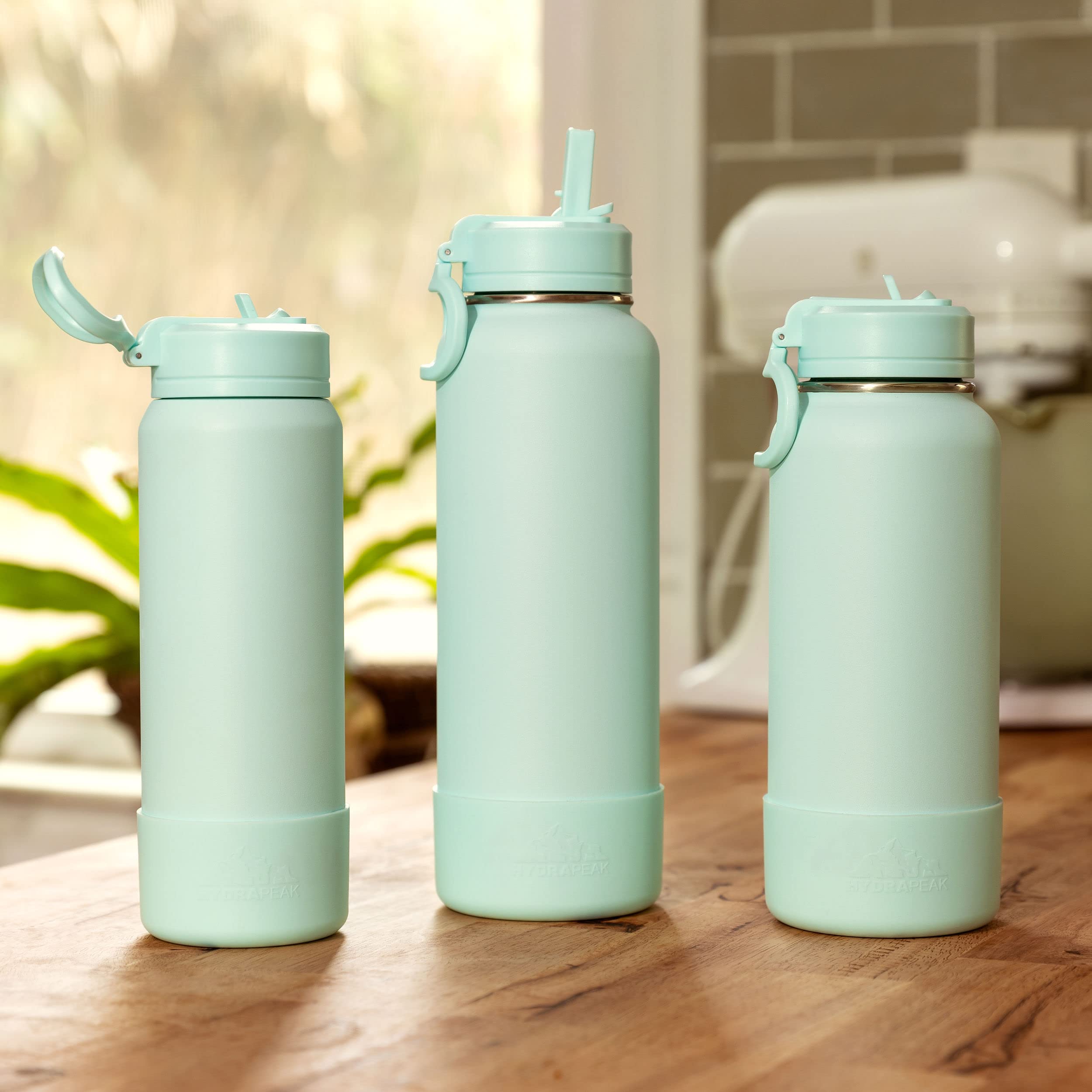 Hydrapeak 40oz Sport Insulated Water Bottle with Straw and Chug Lid - Powder Blue (Max Hydration)