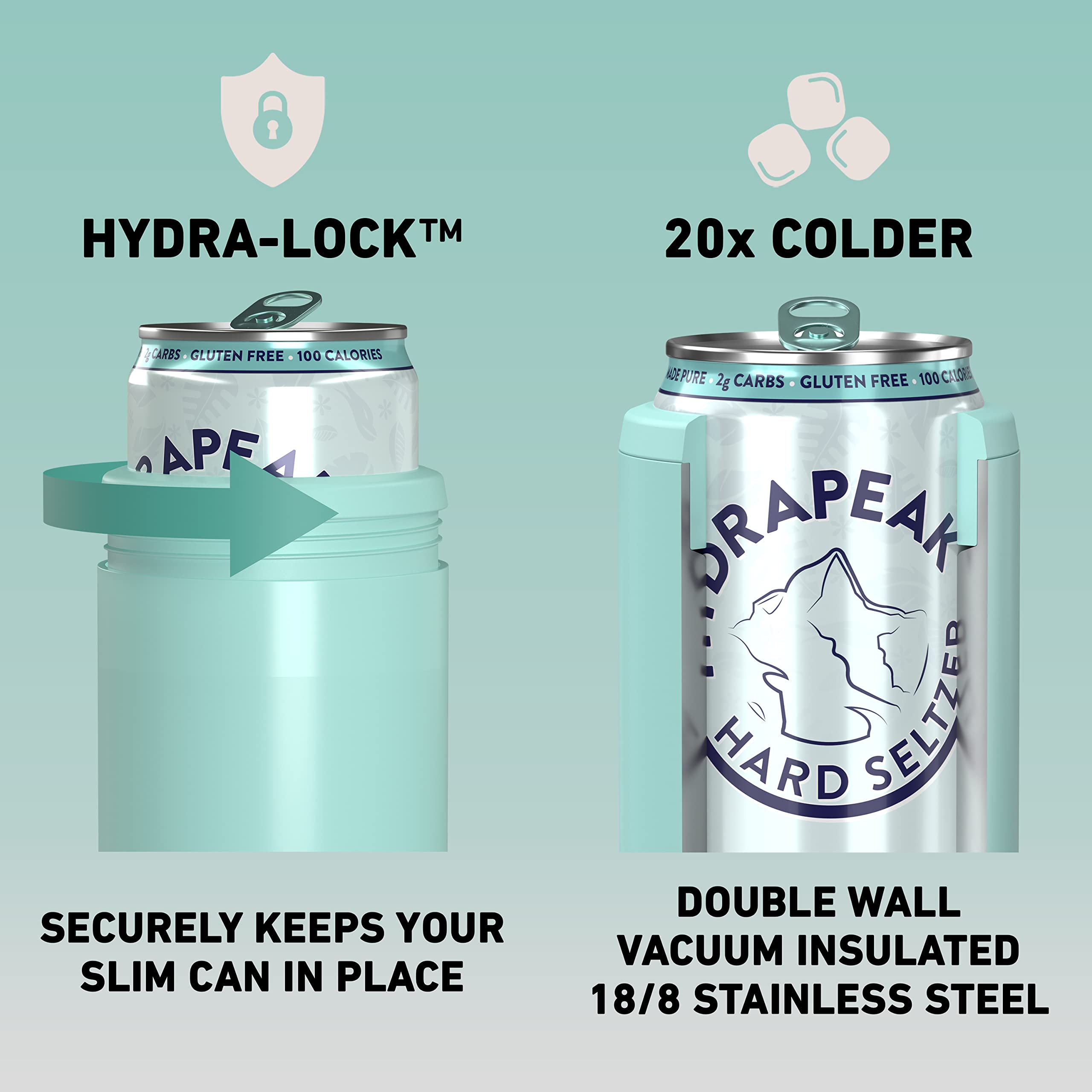 Hydrapeak Slim Can Cooler - Double Wall Insulated, Fits All 12 oz Slim Cans