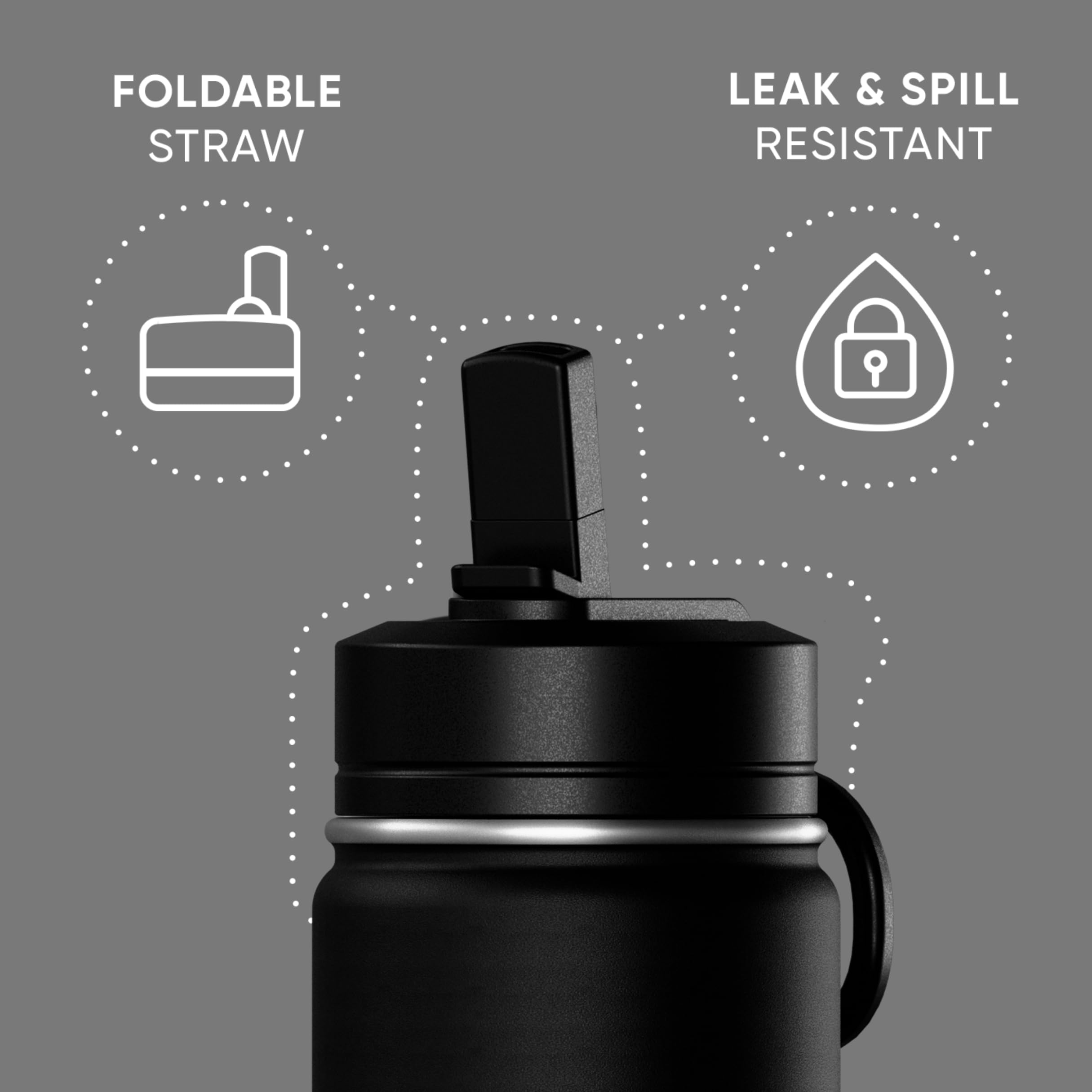 Hydrapeak Mini 14oz Water Bottle with Straw Lid - Stainless Steel, Leak-Proof, 24H Cold