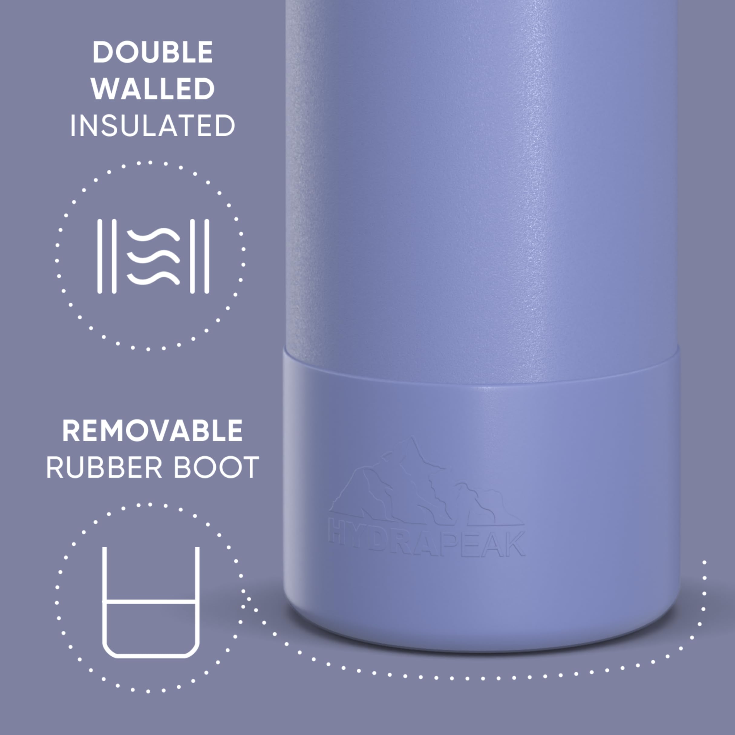 Hydrapeak 40oz Sport Insulated Water Bottle with Straw Lid - Double Wall Stainless Steel, 24H Cold / 12H Hot, Leak