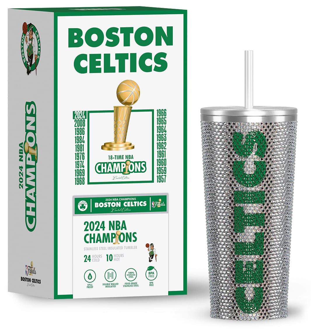 Hydrapeak Boston Celtics 2024 NBA Champions 25oz Rhinestone Bling Tumbler