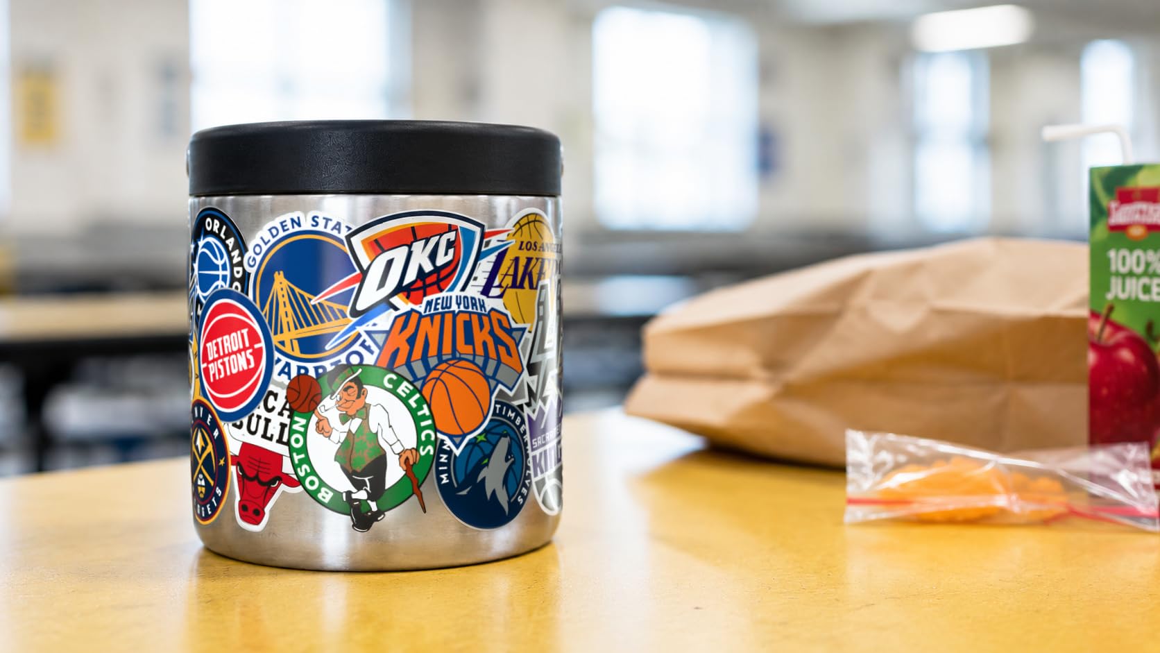 Hydrapeak NBA Officially Licensed 25oz Insulated Food Jar with All-Team Logo Print - Stainless Steel