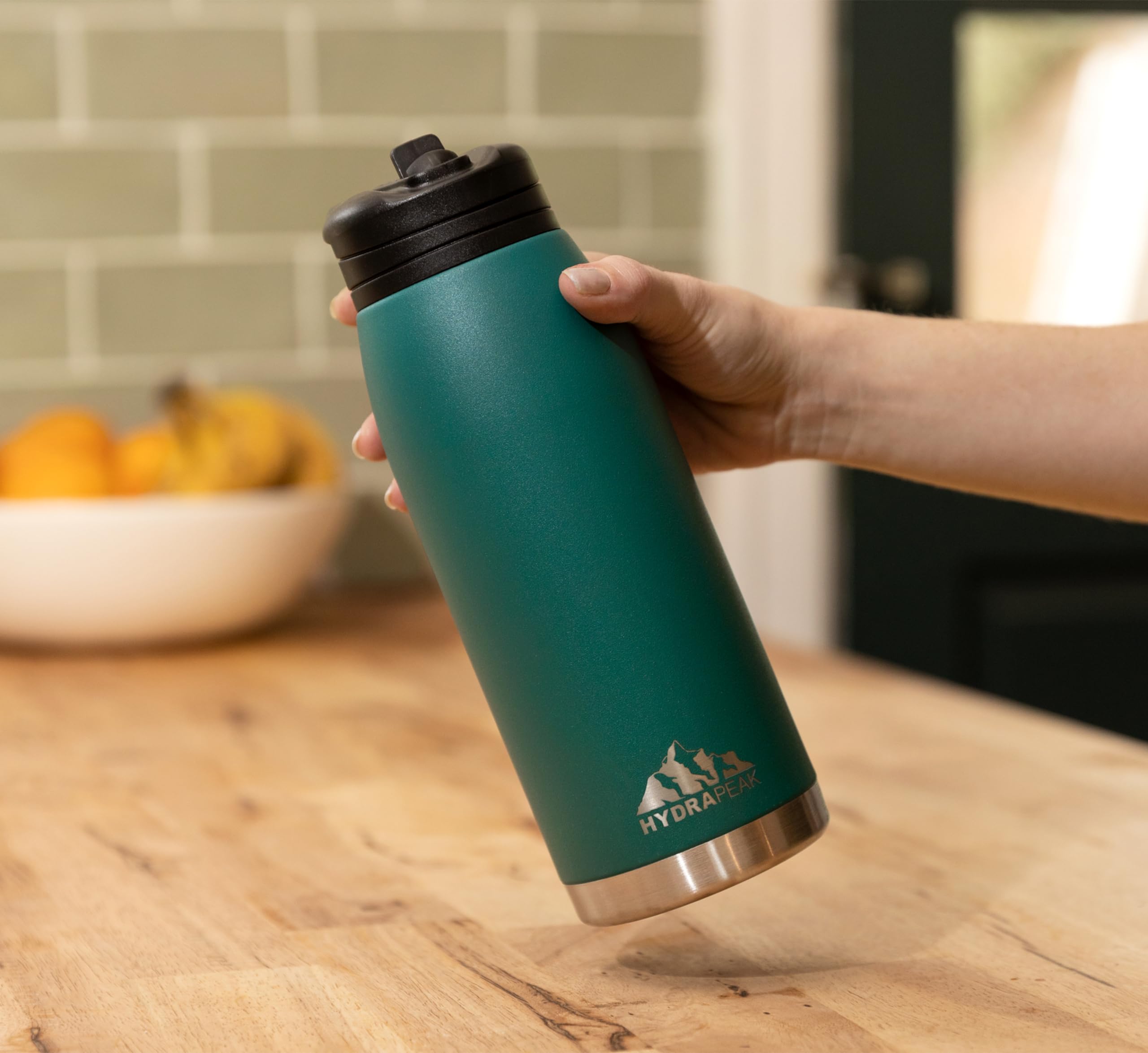 Hydrapeak Flow 32oz Insulated Water Bottle with Straw Lid - Forest