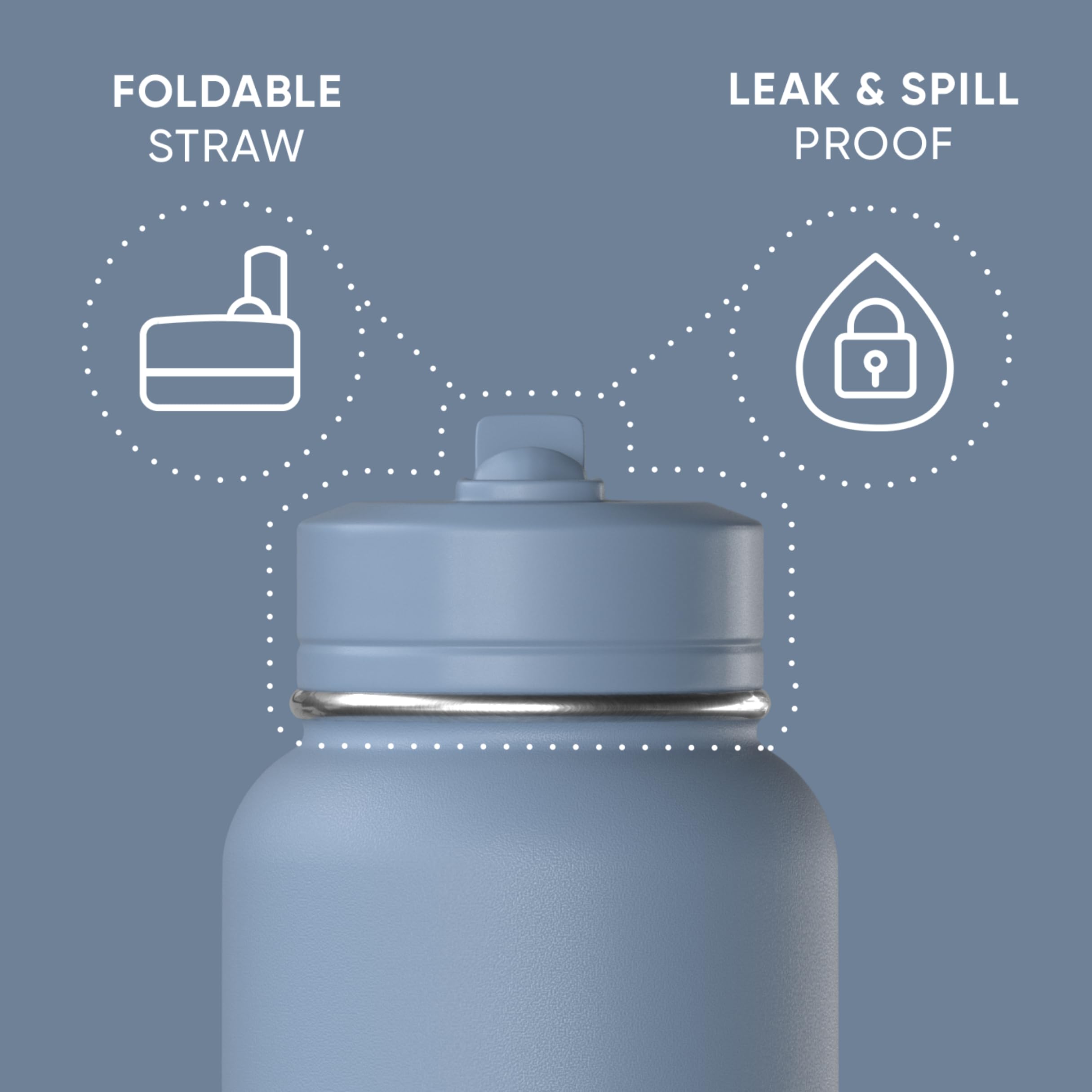 Hydrapeak 32oz Sport Insulated Water Bottle with Straw Lid - Modern Blue (24h Cold)