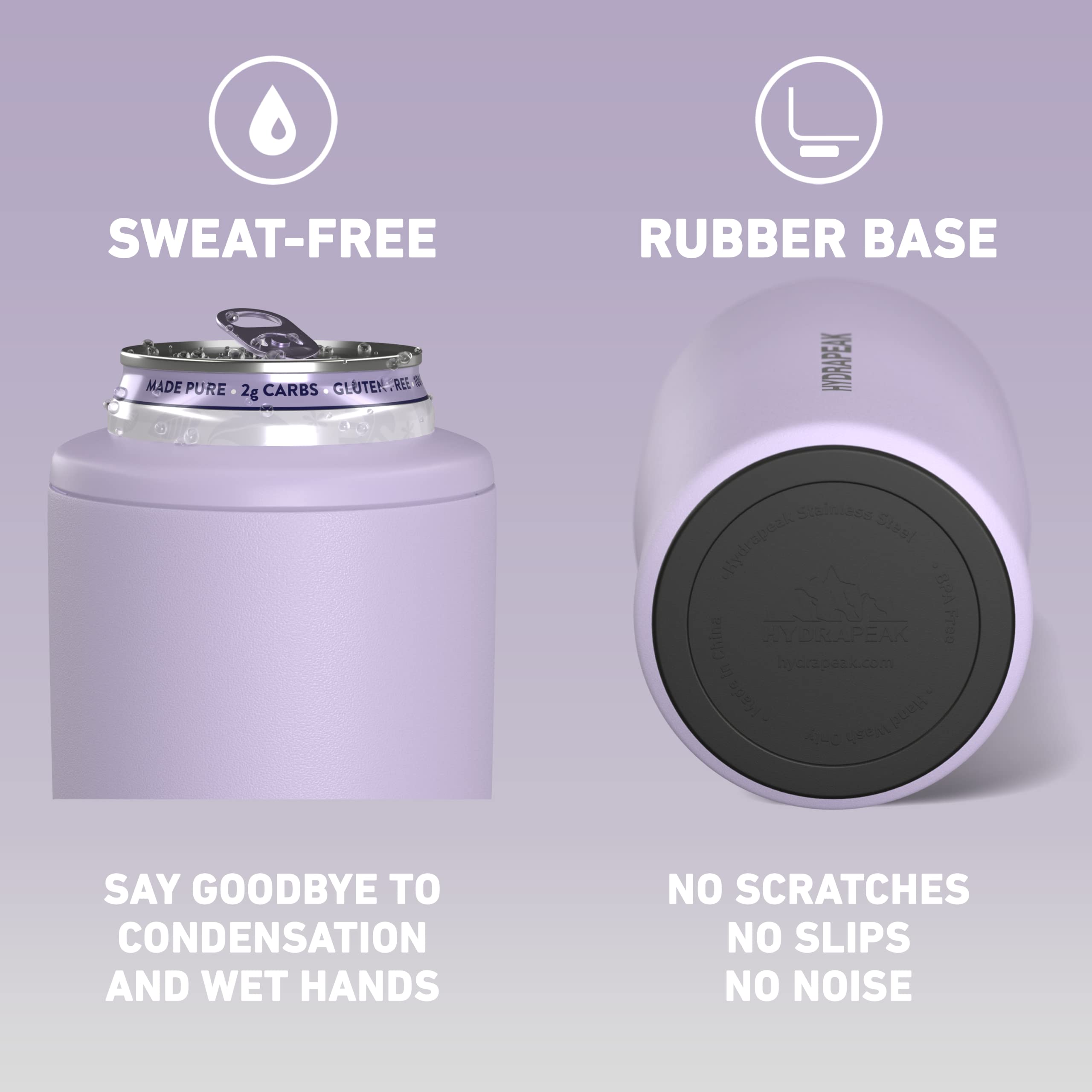 Hydrapeak 4-in-1 Insulated Can Cooler - Orchid Purple, Fits 12 oz Slim Cans, Standard Cans, and Beer Bottles