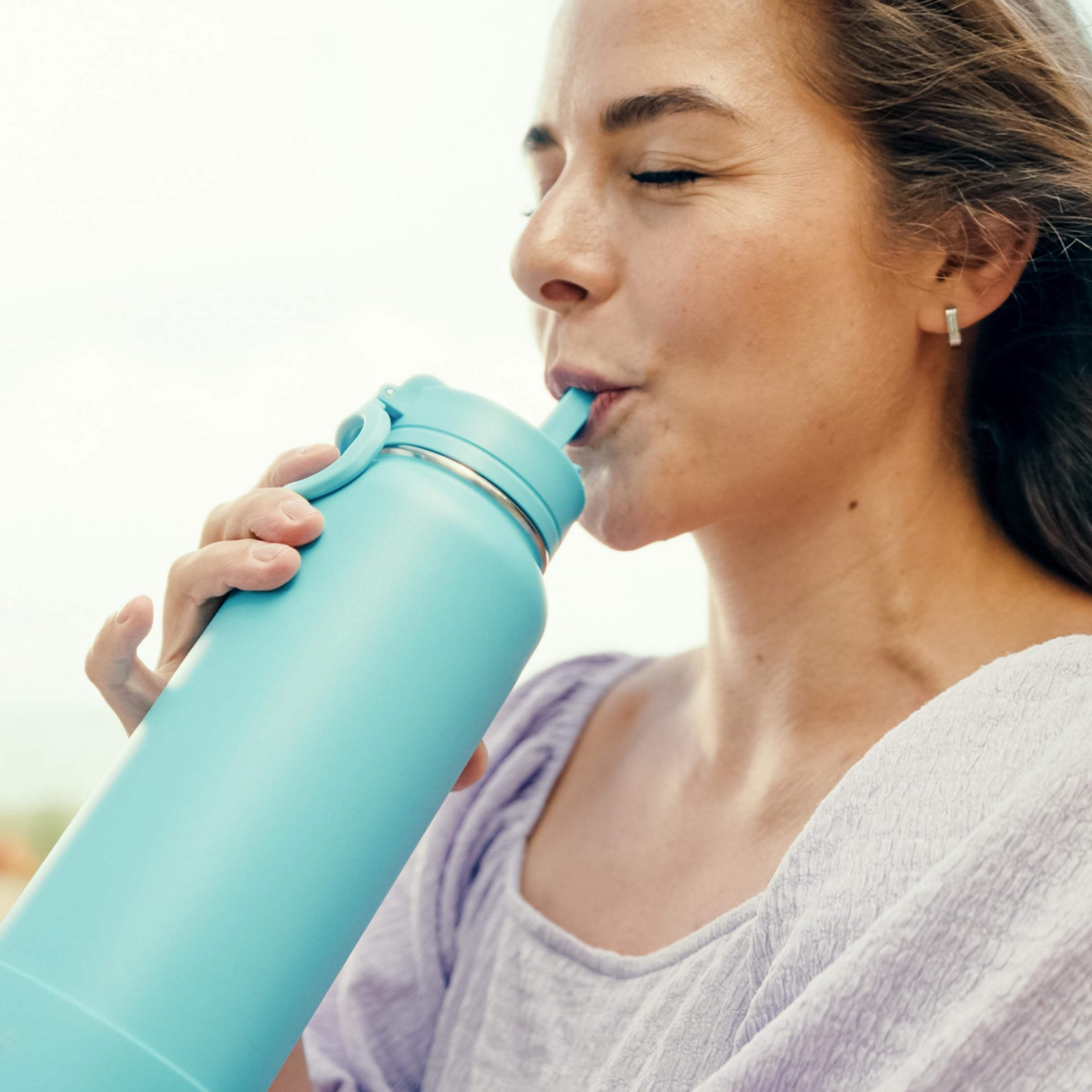 Hydrapeak 40oz Sport Insulated Water Bottle with Straw Lid - Double Wall Stainless Steel, 24H Cold / 12H Hot, Leak
