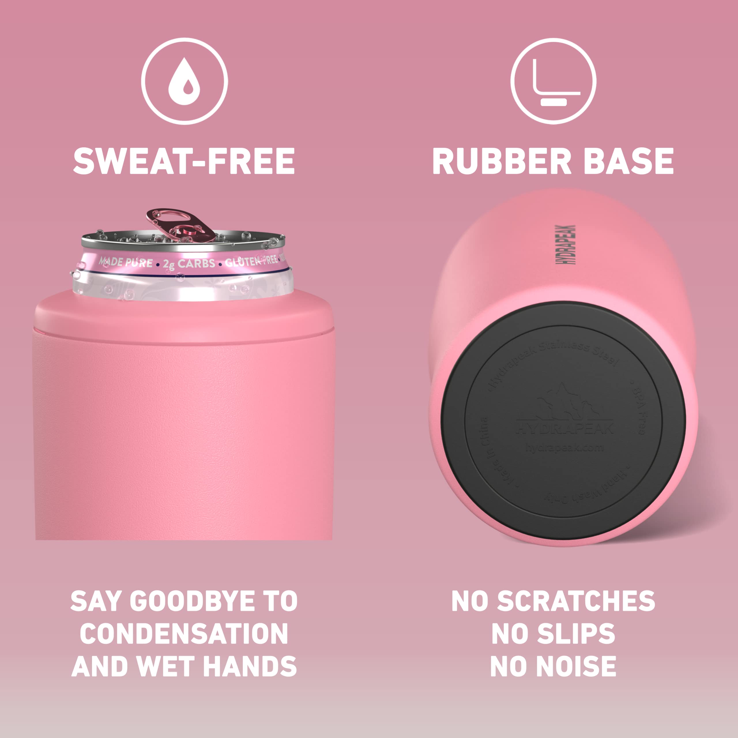 Hydrapeak Bubblegum 4-in-1 Can Cooler – Pink Universal Drink Cooler for Any 12 oz Can