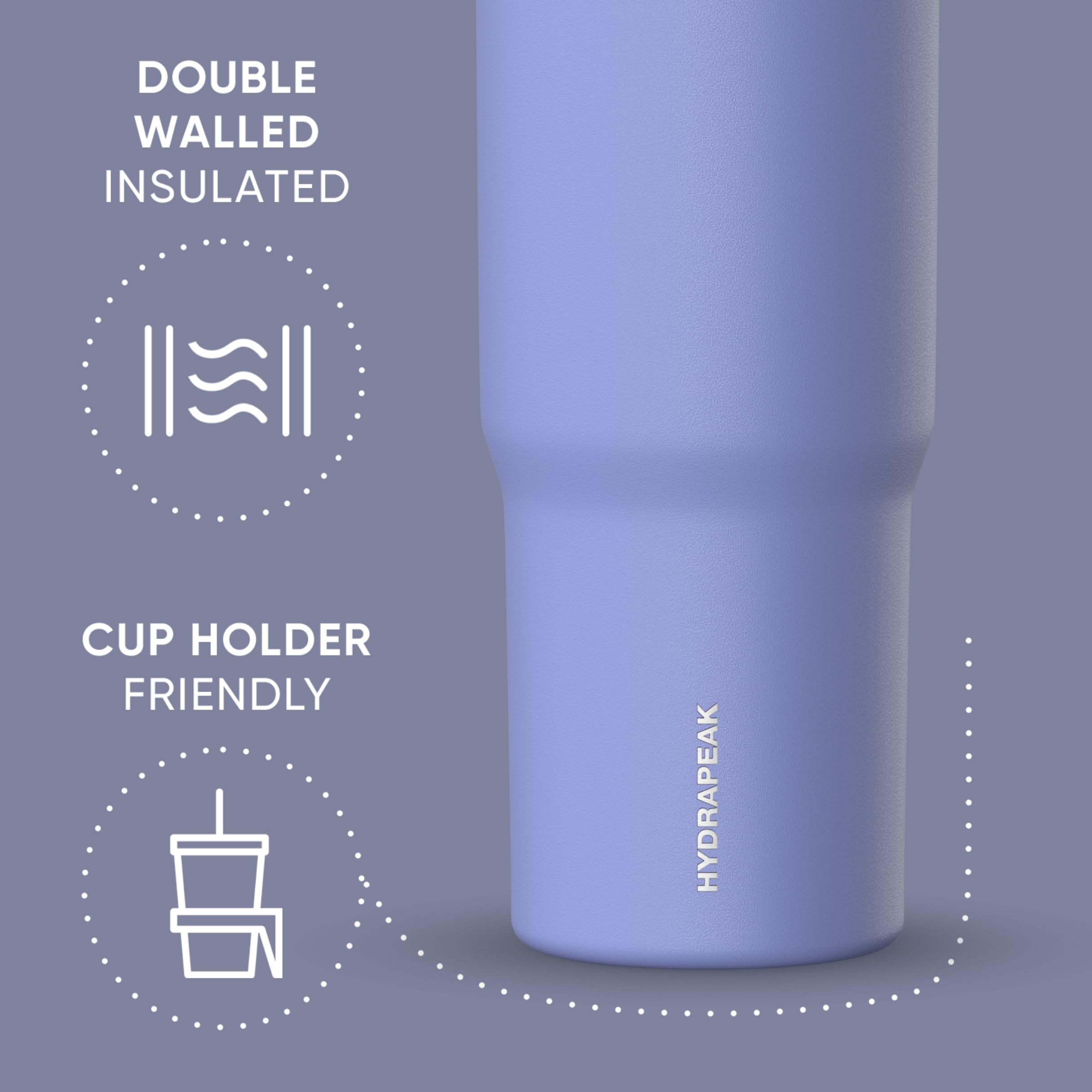Hydrapeak Nomad 32 oz Tumbler with Handle and Straw Lid - Iris, Double-Walled Stainless Steel, Leak-Proof