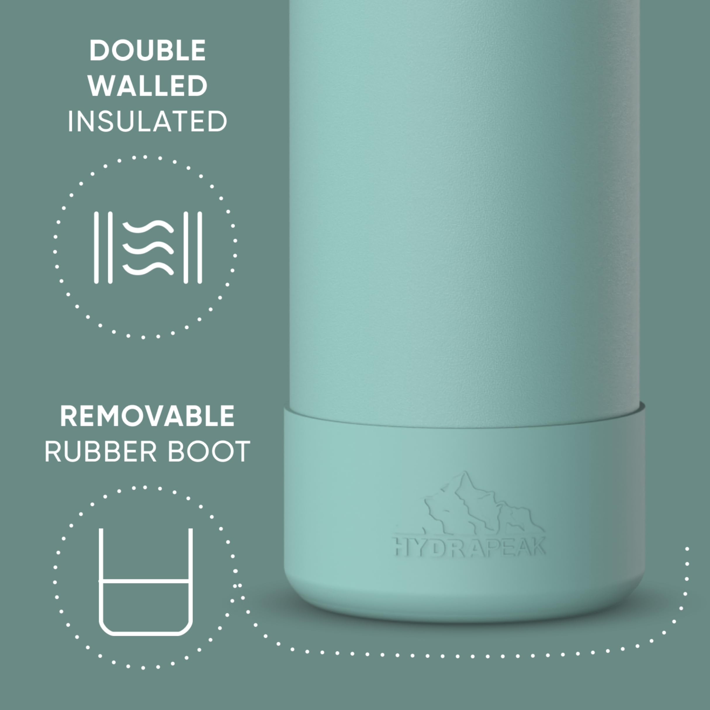 Hydrapeak 26oz Sport Insulated Water Bottle - Pale Sage Chug Lid, Leak Proof, Cupholder Friendly