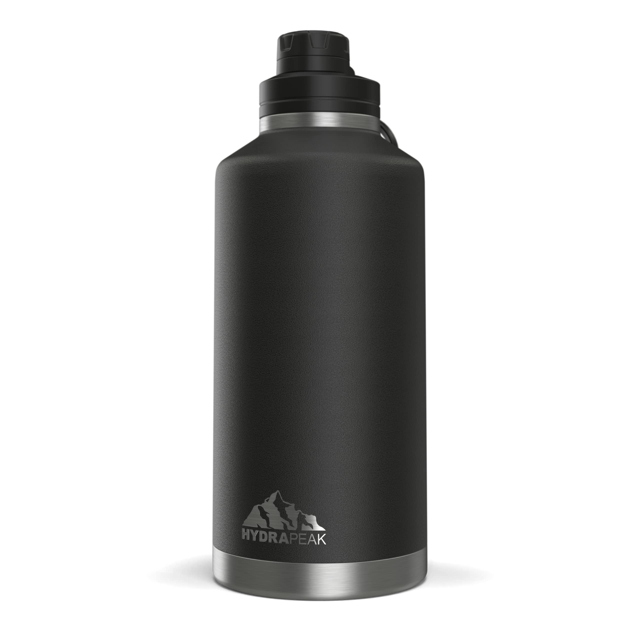 Hydrapeak 72 oz Insulated Water Bottle - Black, Half Gallon Jug