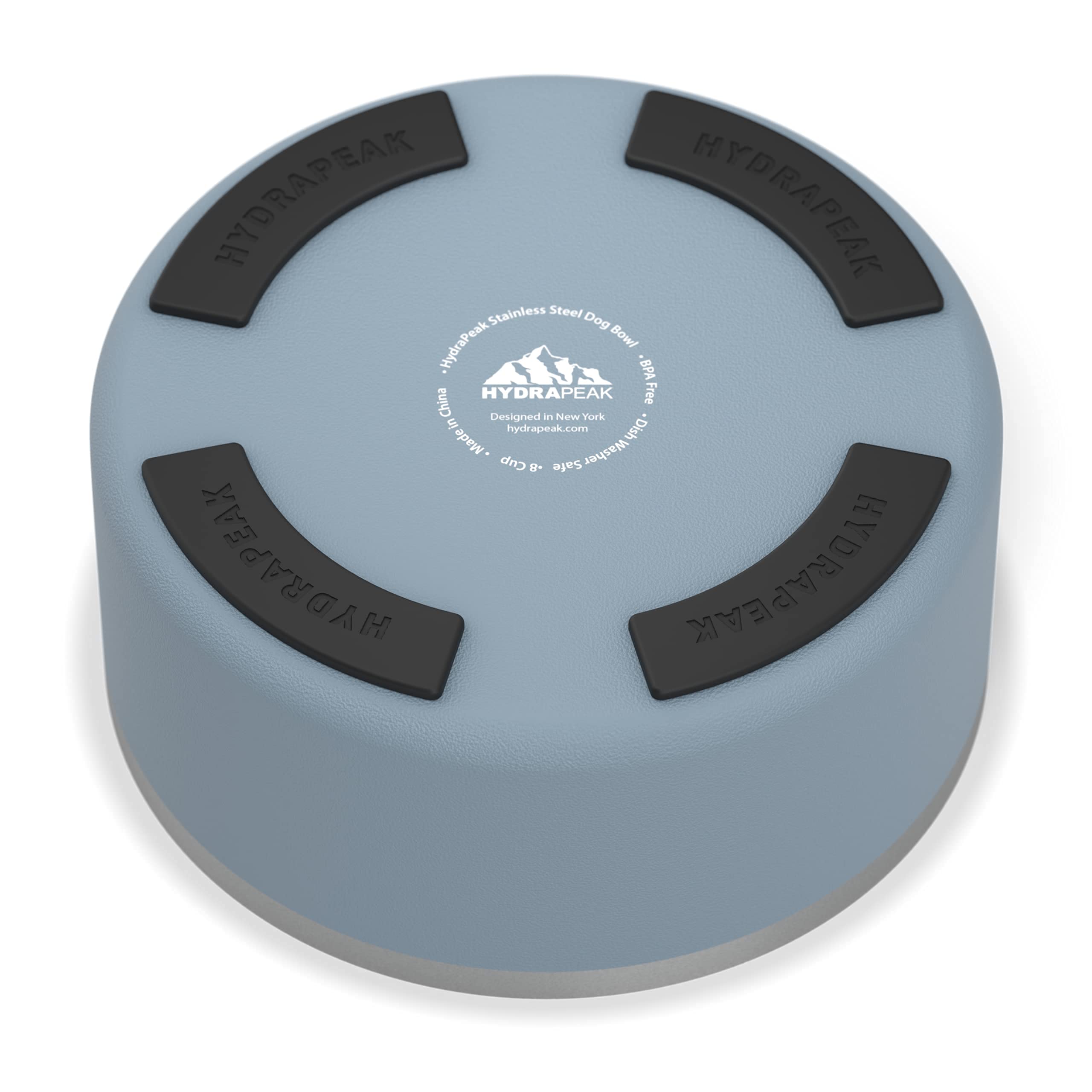 Hydrapeak Non-Slip Stainless Steel Dog Bowl - 8 Cup (64oz) Storm Gray