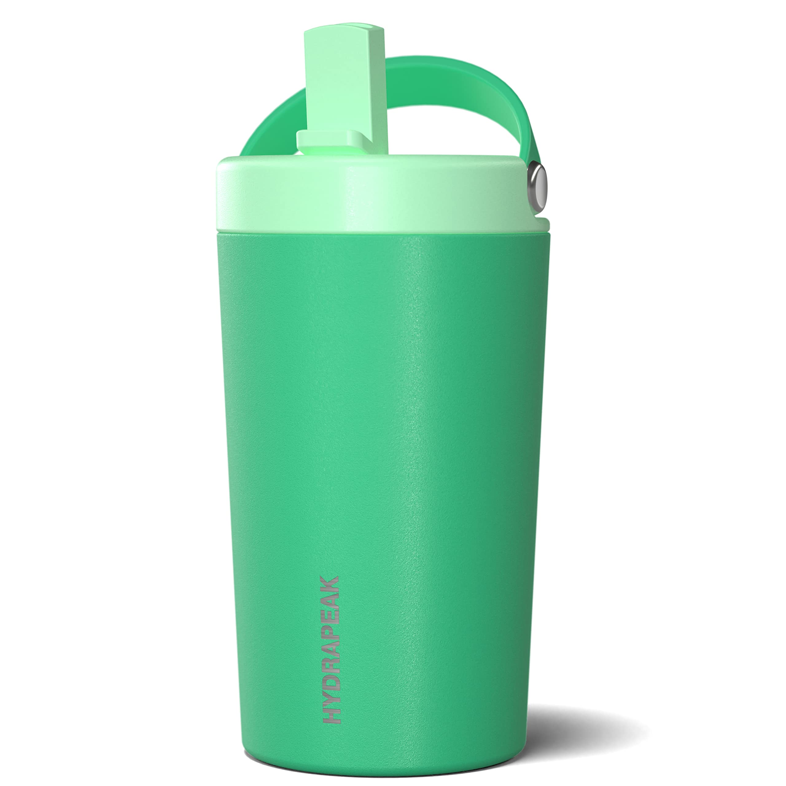 Hydrapeak Junior 14oz Insulated Kids Water Bottle with Straw Lid - Stainless Steel, Leak-Proof, Jade Green