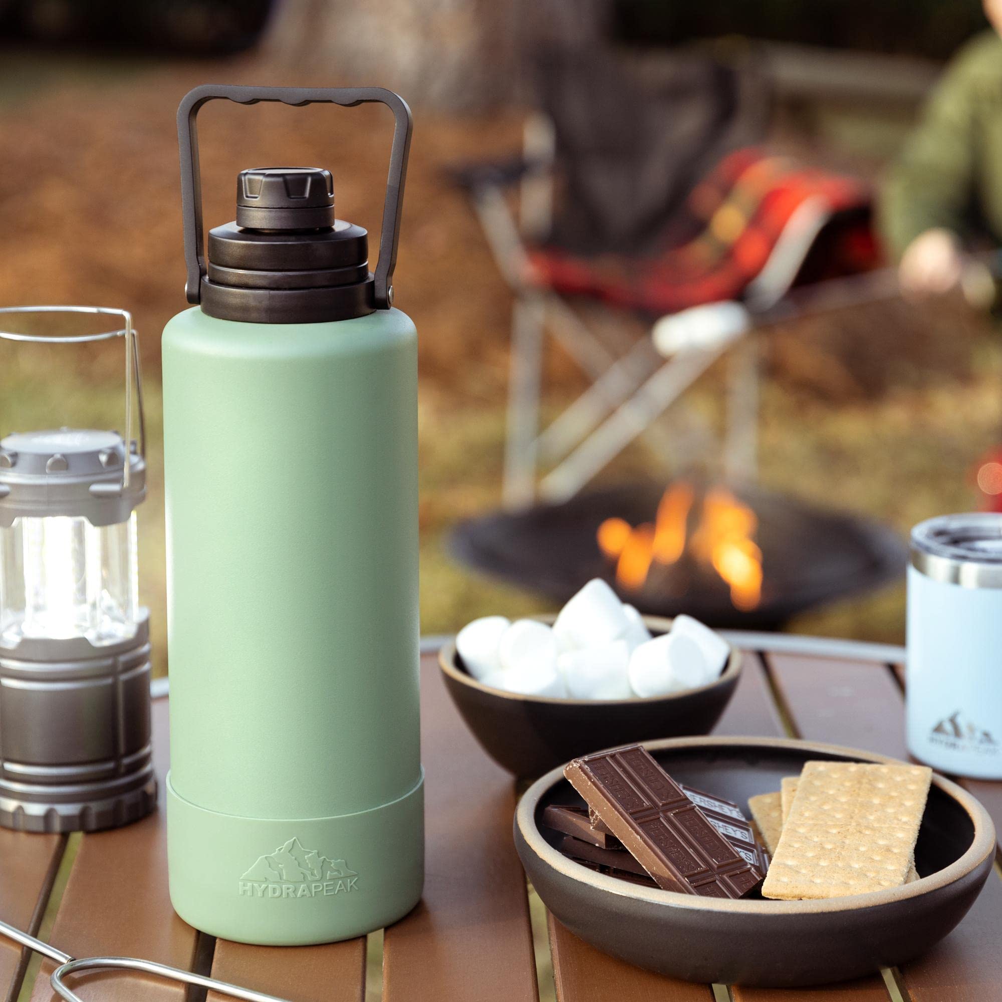 Hydrapeak Adventure 67oz Insulated Water Flask - Half Gallon Navy Stainless Steel Canteen with Rubber Boot