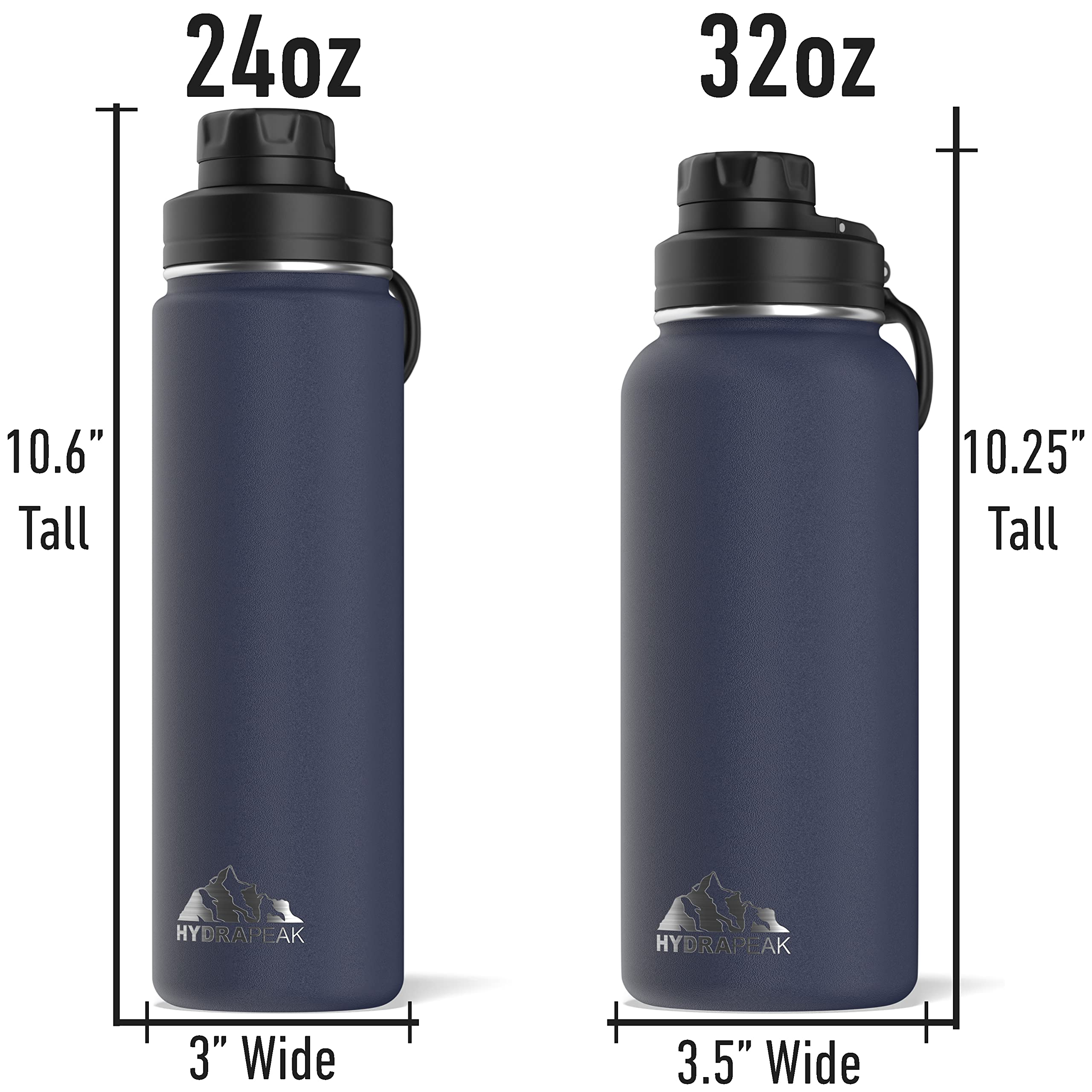 Hydrapeak Active 32oz Insulated Water Bottle with Chug Lid - Navy
