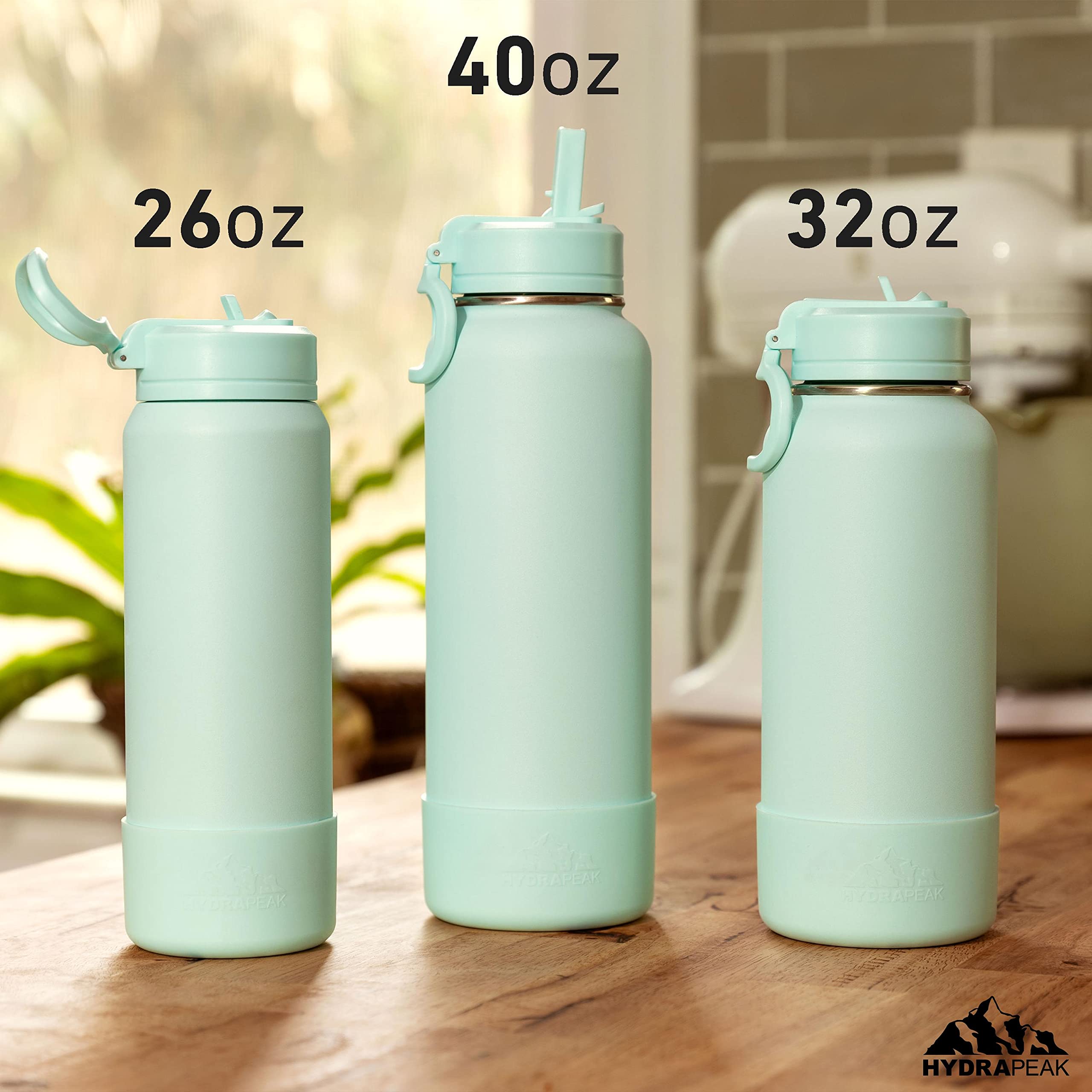 Hydrapeak 40oz Sport Insulated Water Bottle with Straw and Chug Lid - Powder Blue (Max Hydration)
