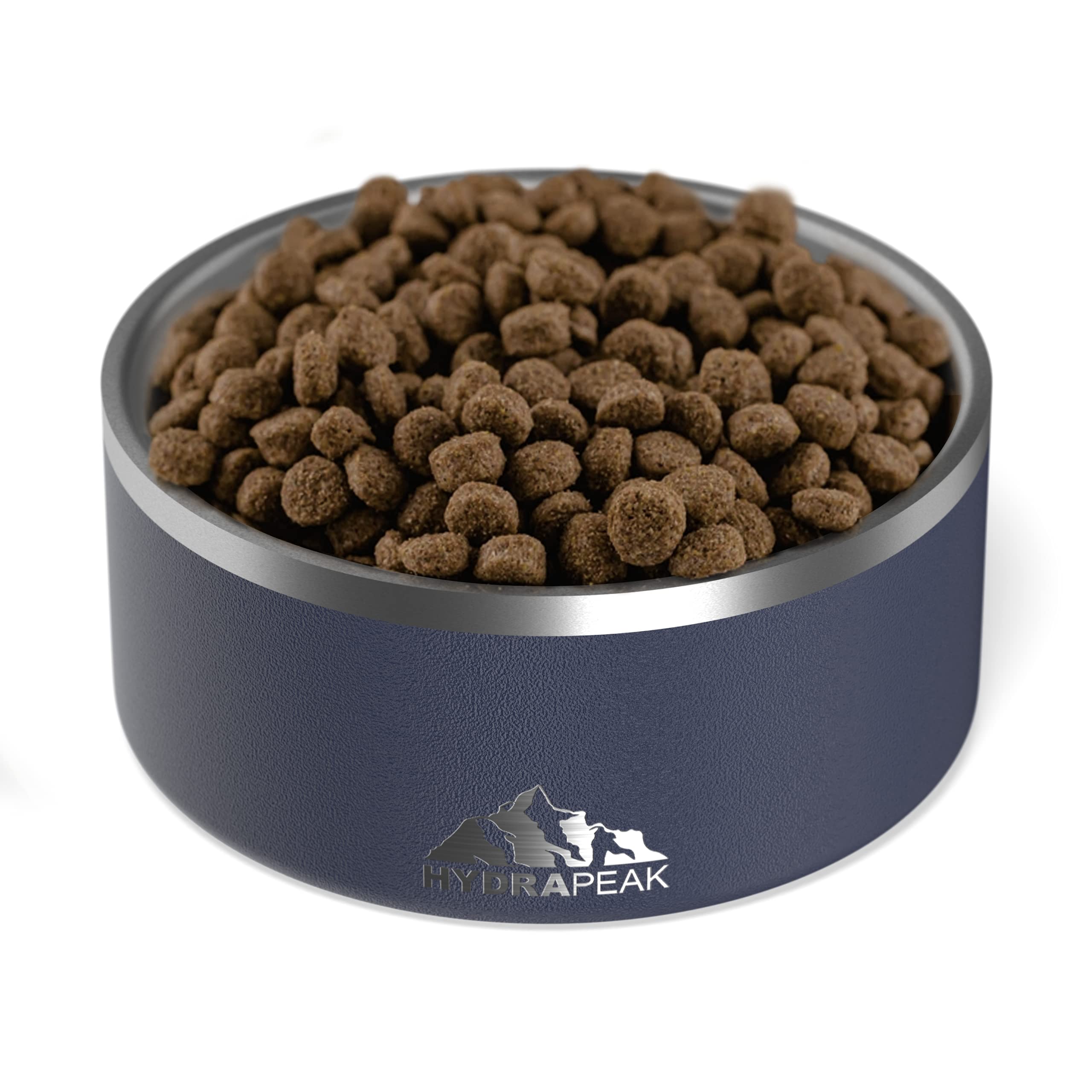 Hydrapeak Dog Bowl 8 Cup - Non-Slip Stainless Steel, Insulated Water and Food Dish for Large Dogs, Navy