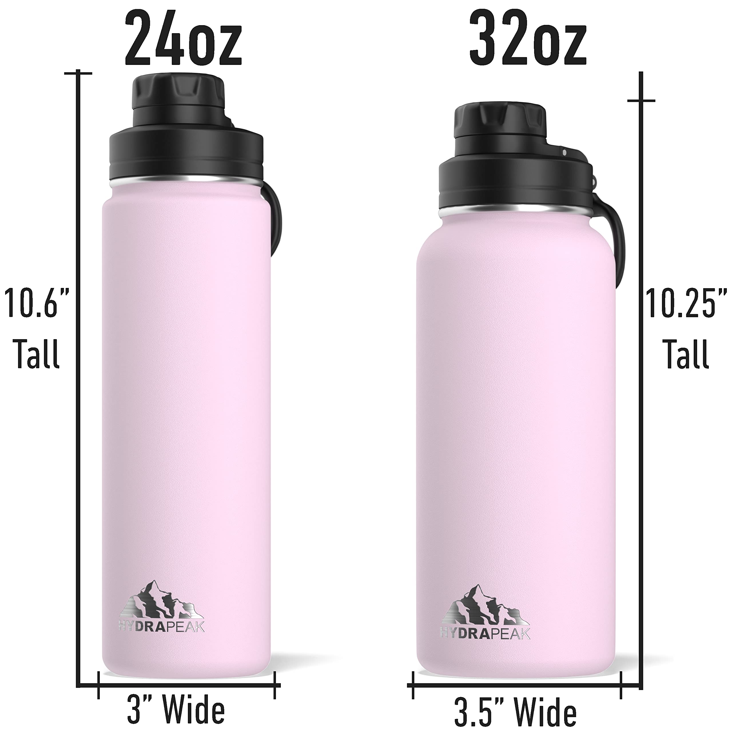 Hydrapeak Active 32oz Insulated Water Bottle with Chug Lid - Blush, Leak-Proof Stainless Steel