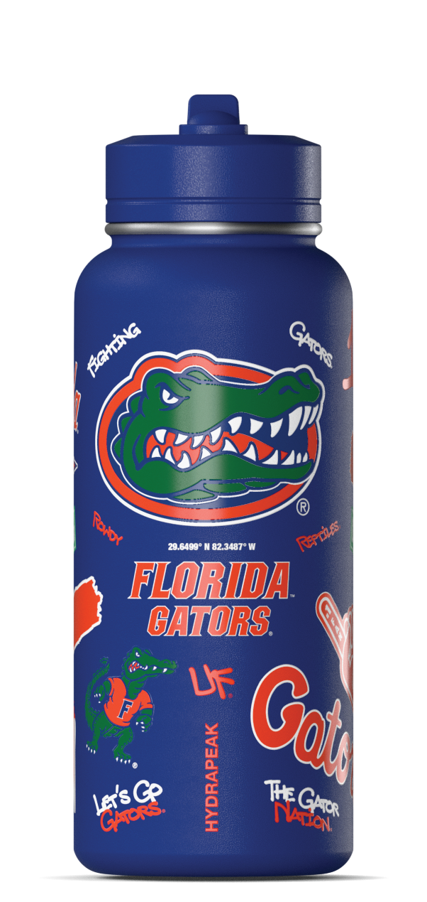 Hydrapeak Florida Gators 32oz Active Insulated Water Bottle with Straw Lid