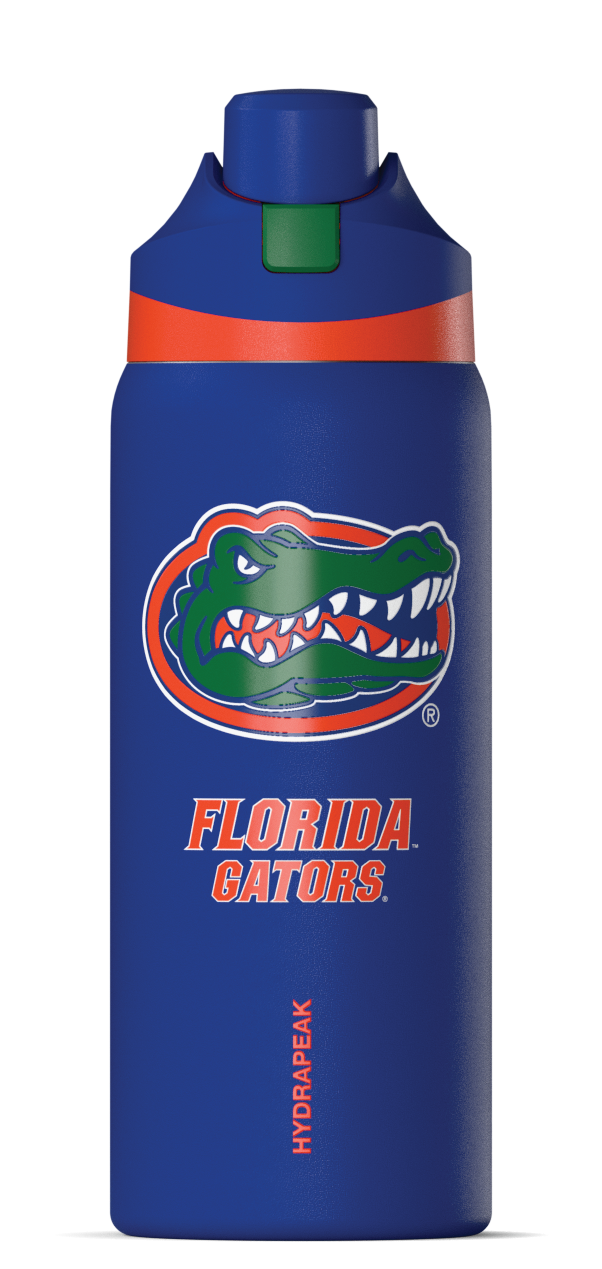Hydrapeak Gators 32oz Oasis Insulated Water Bottle with Push-Button Chug Lid & Flexible Handle