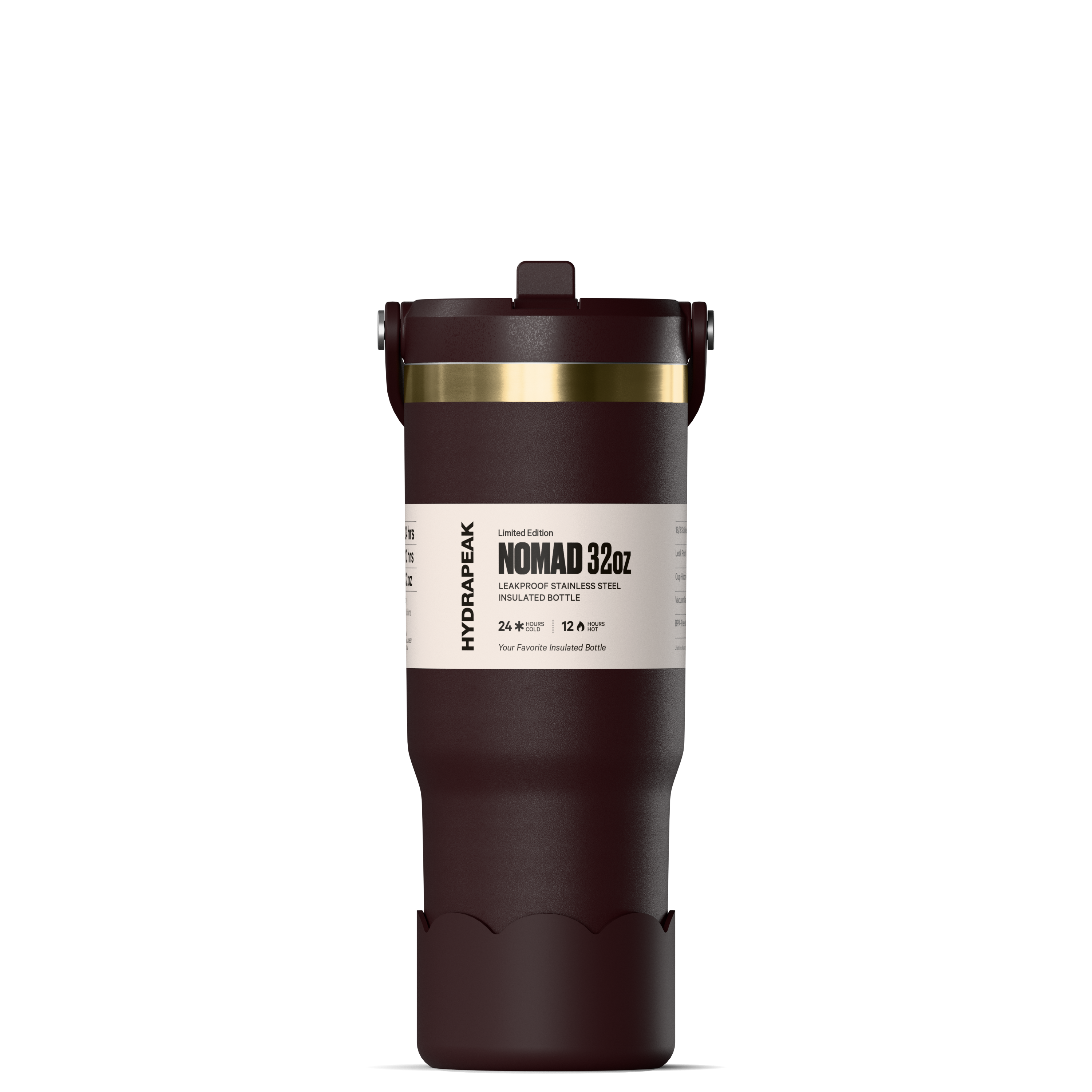 Hydrapeak Nomad 32 oz Tumbler - Double Insulated Stainless Steel Cup with Handle, Straw Lid, and Scallop Boot