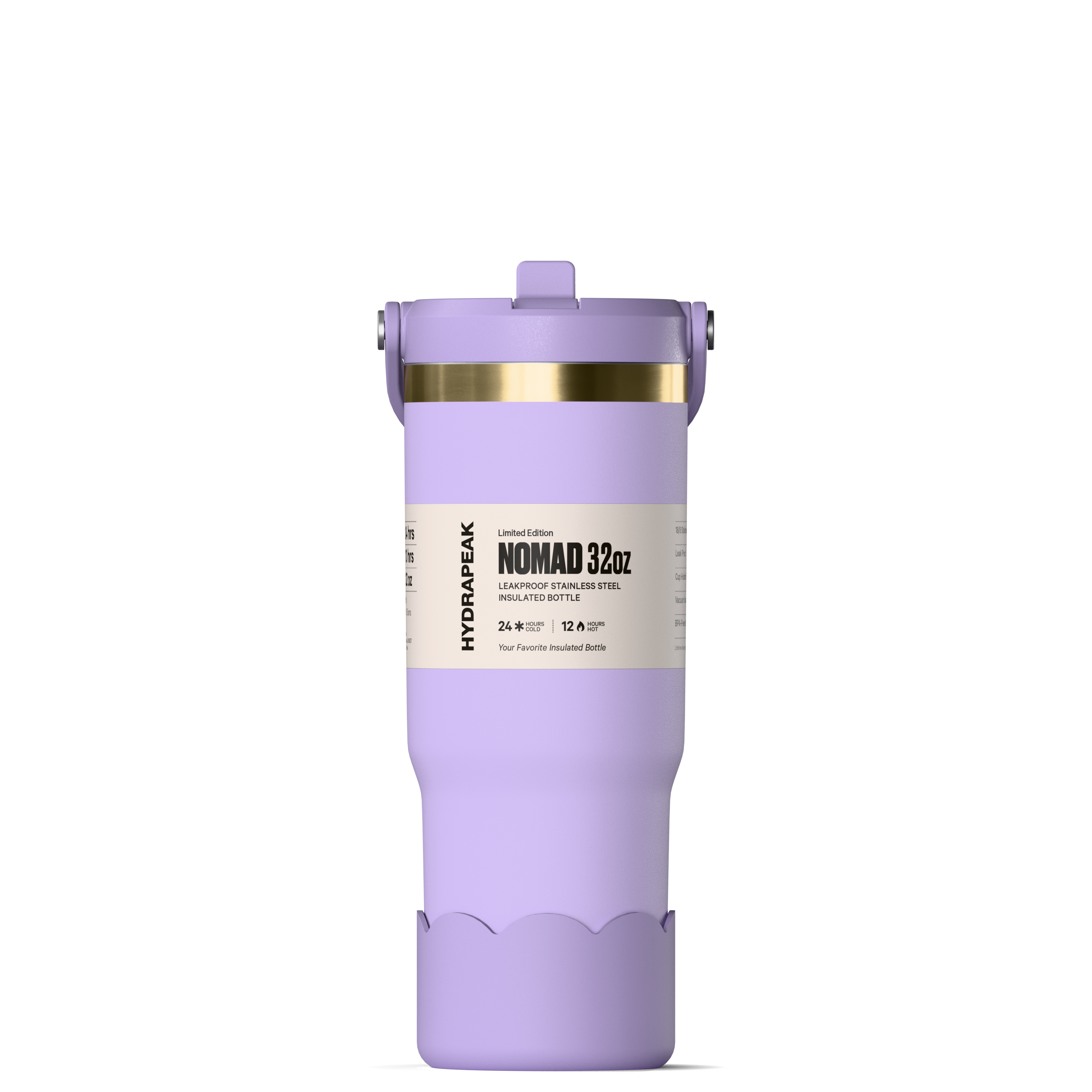 Hydrapeak Nomad 32 oz Tumbler - Double Insulated Stainless Steel Cup with Handle, Straw Lid, and Scallop Boot